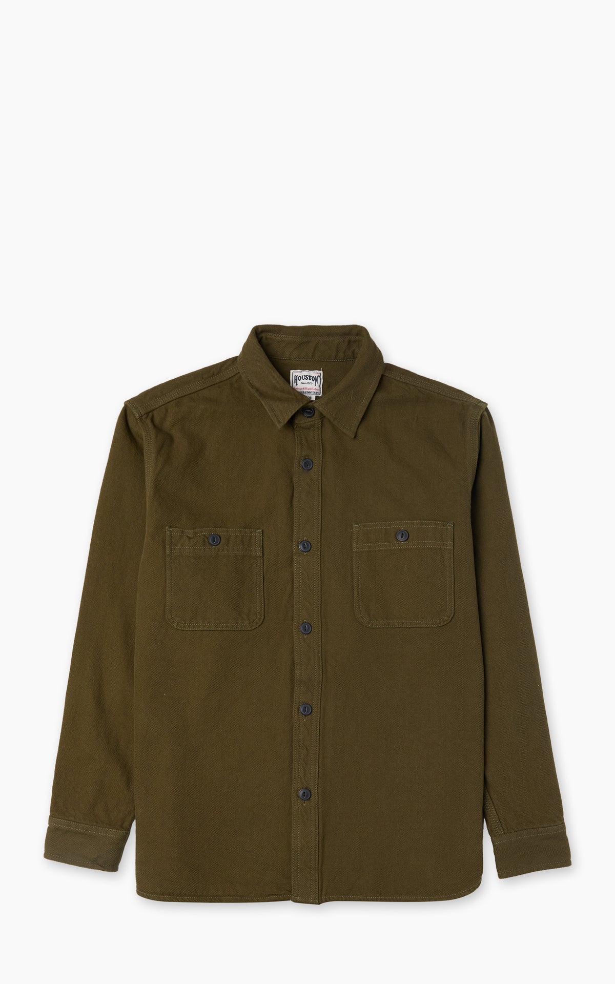 Houston Solid Heavyweight Viyella Shirt Olive