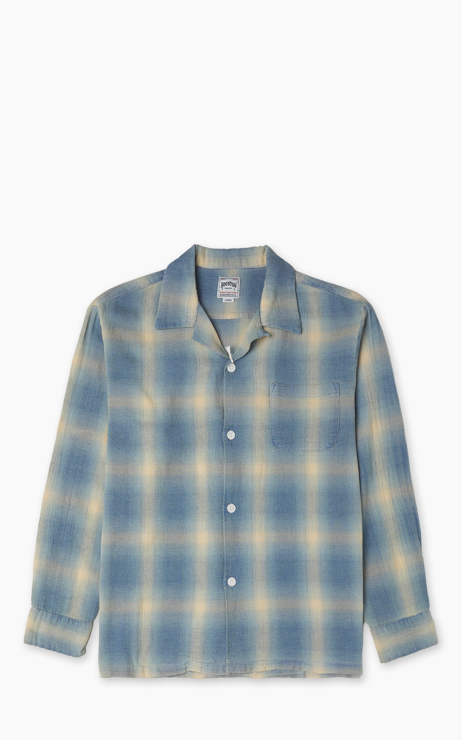 Houston Indigo Herringbone Ombre Check L/S Shirt Indigo Bleach