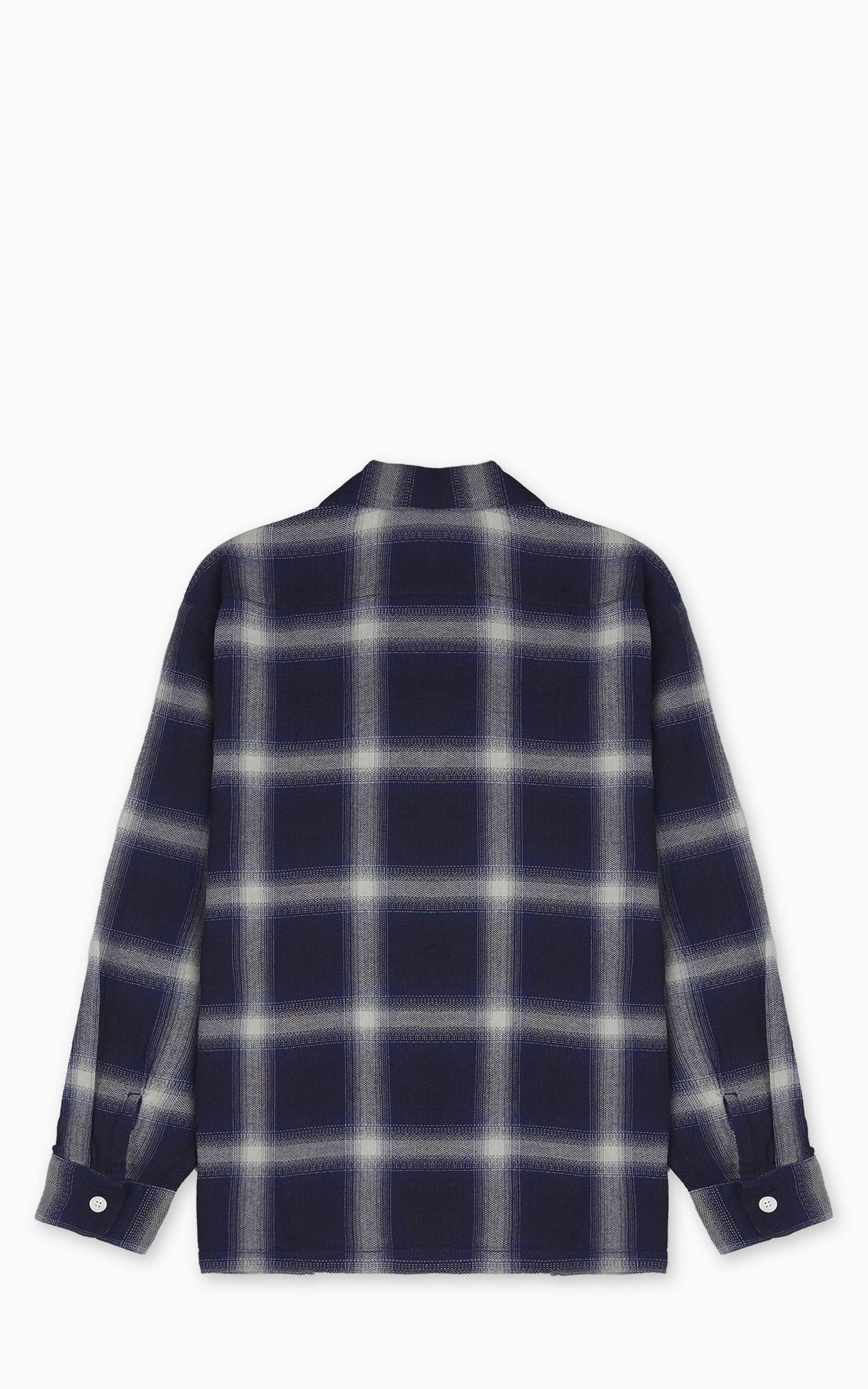 Houston Indigo Herringbone Ombre Check L/S Shirt Indigo One Wash