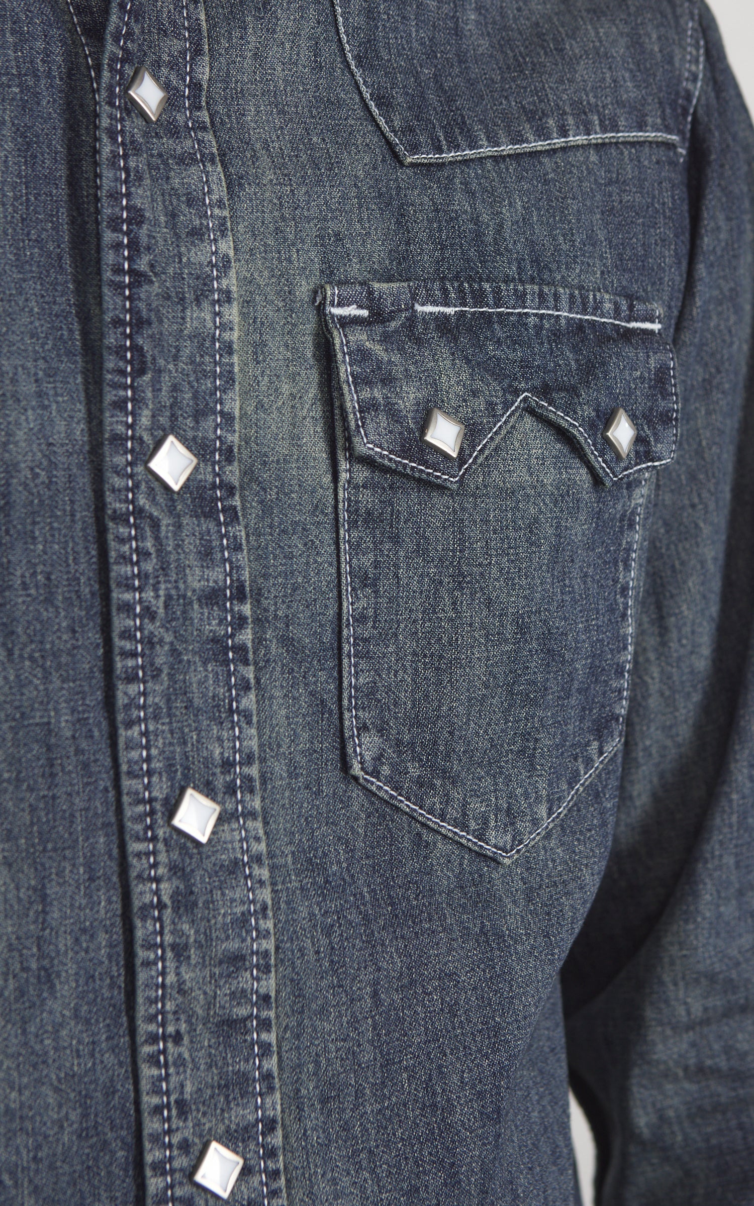 Houston Slub Denim Western Shirt Indigo Vintage Wash