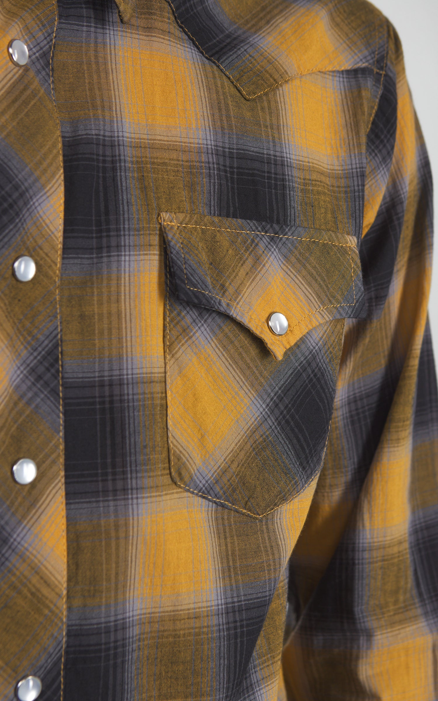 Houston UNIVERD72 Ombre Check Western Shirt Yellow