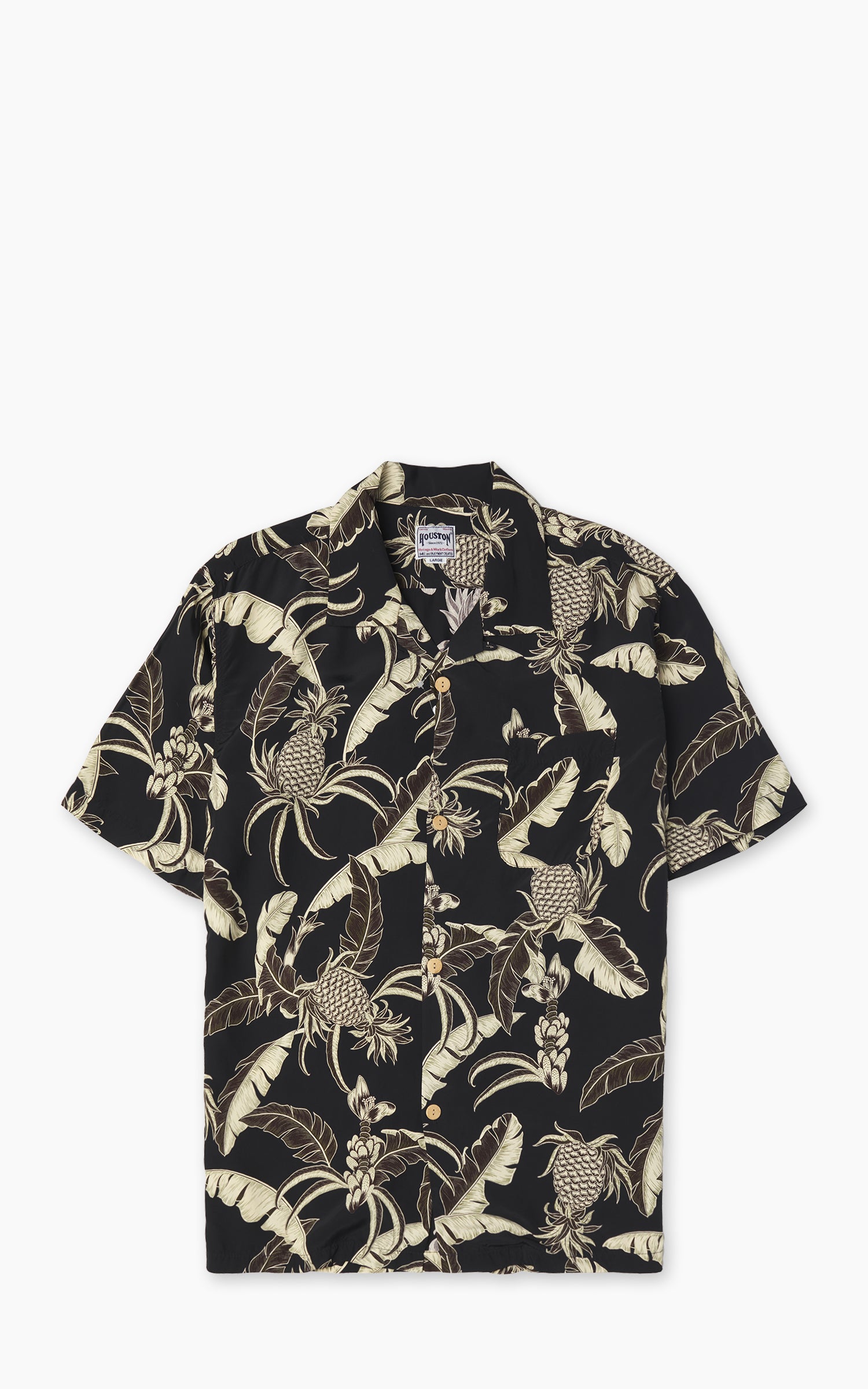 トップス 70s vintage Black Rayon Aloha Shirt fade Houston (Pineapple) Rayon Aloha Shirt Black
