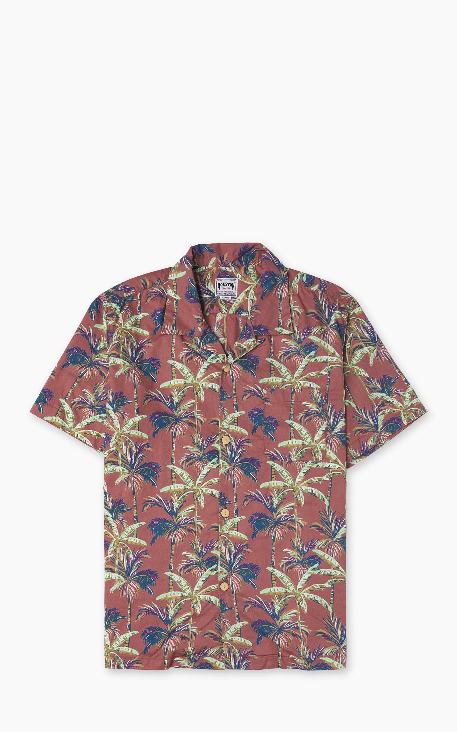 Houston (Palm Tree) Cotton Aloha Shirt Terracotta