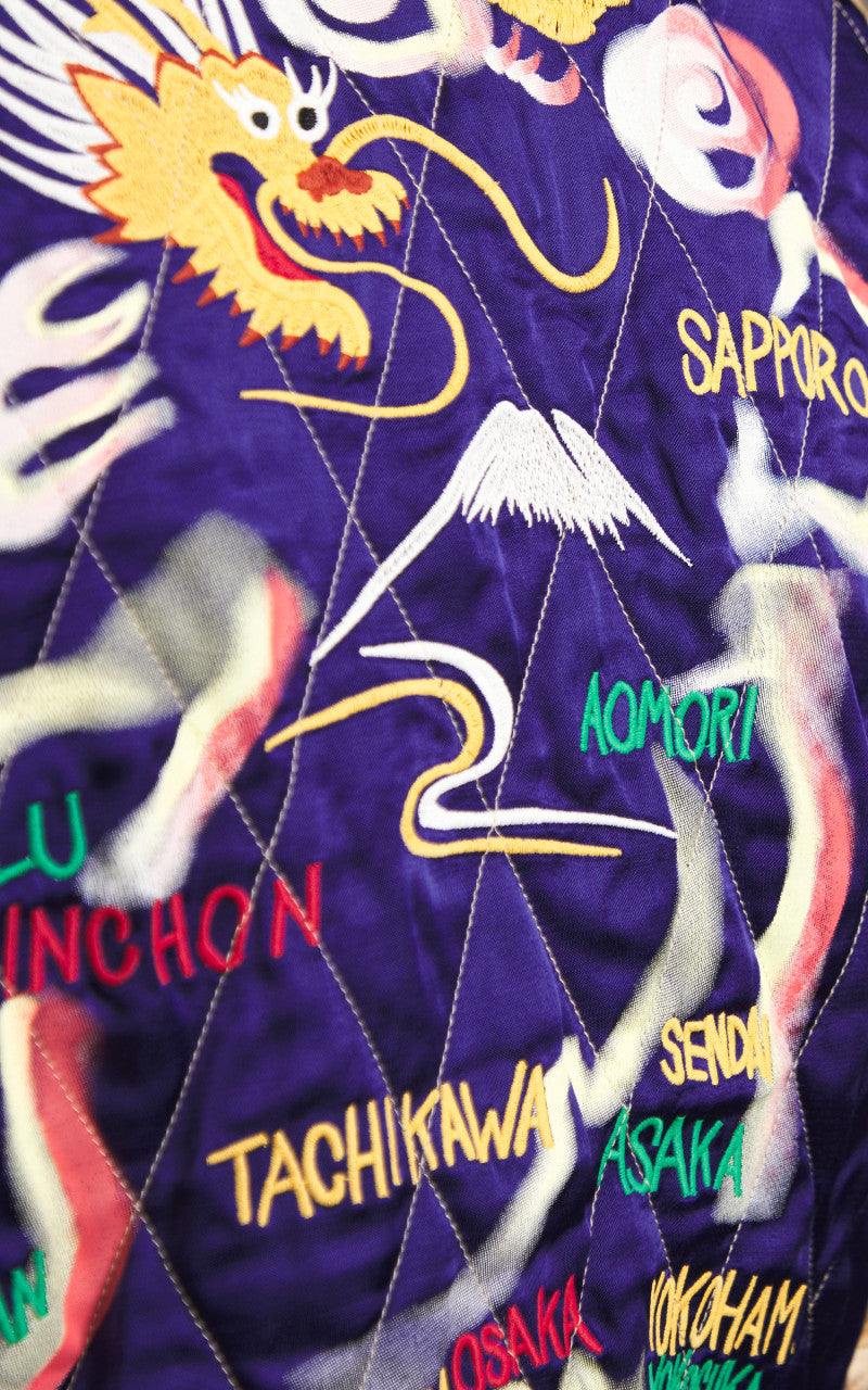 Houston Quilted Souvenir Jacket Map Navy