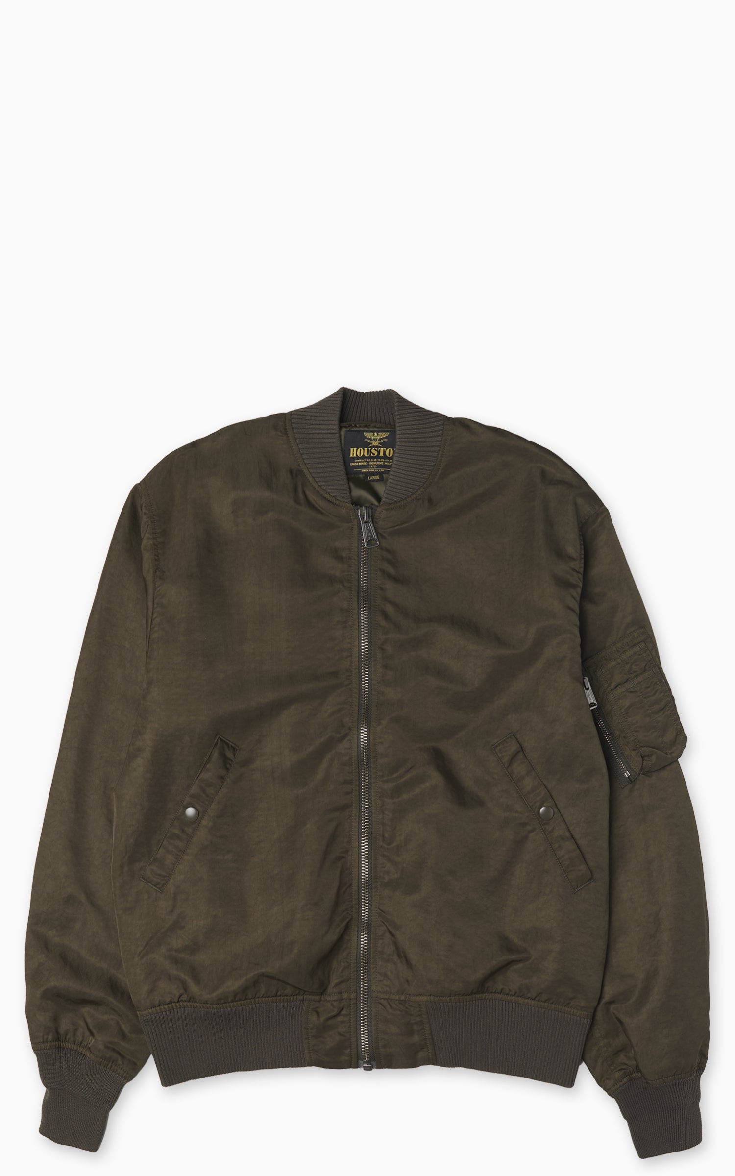 Houston Garment Dyed Nylon Light MA-1 Flight Jacket Olive Drab