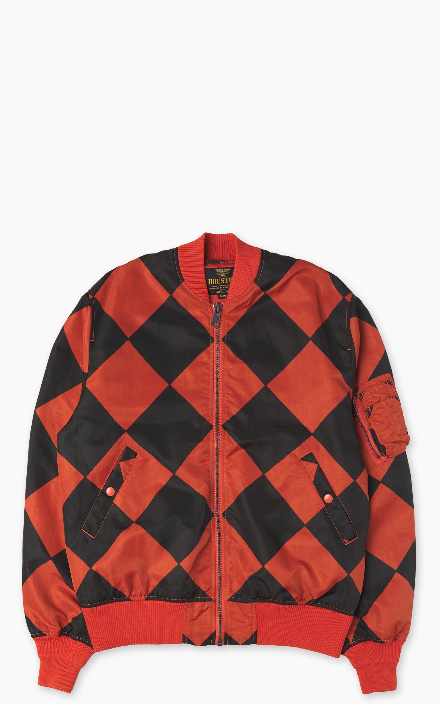 Houston Garment Dyed Nylon Line Crewman MA-1 Flight Jacket Orange