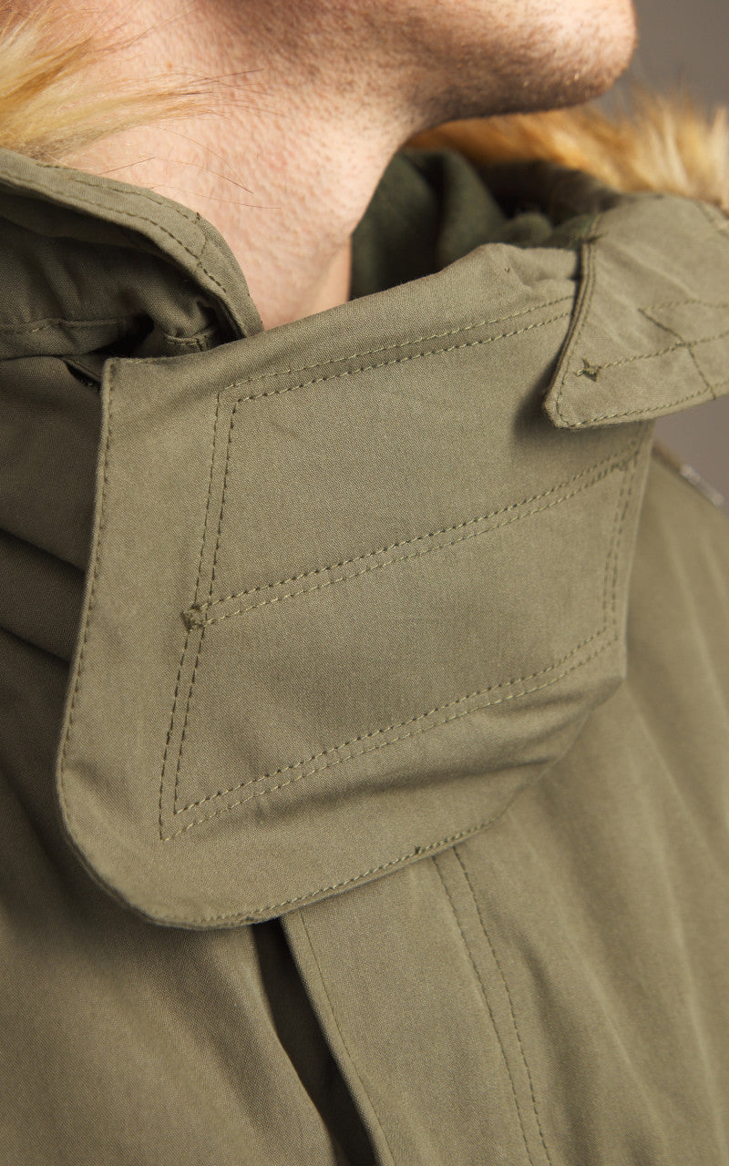 Houston US M65 Fishtail Parka mit Kapuze Olivgrün