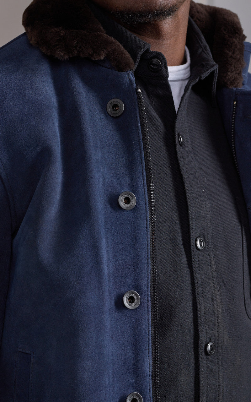 Houston N-1 Deck Jacket Suede Navy