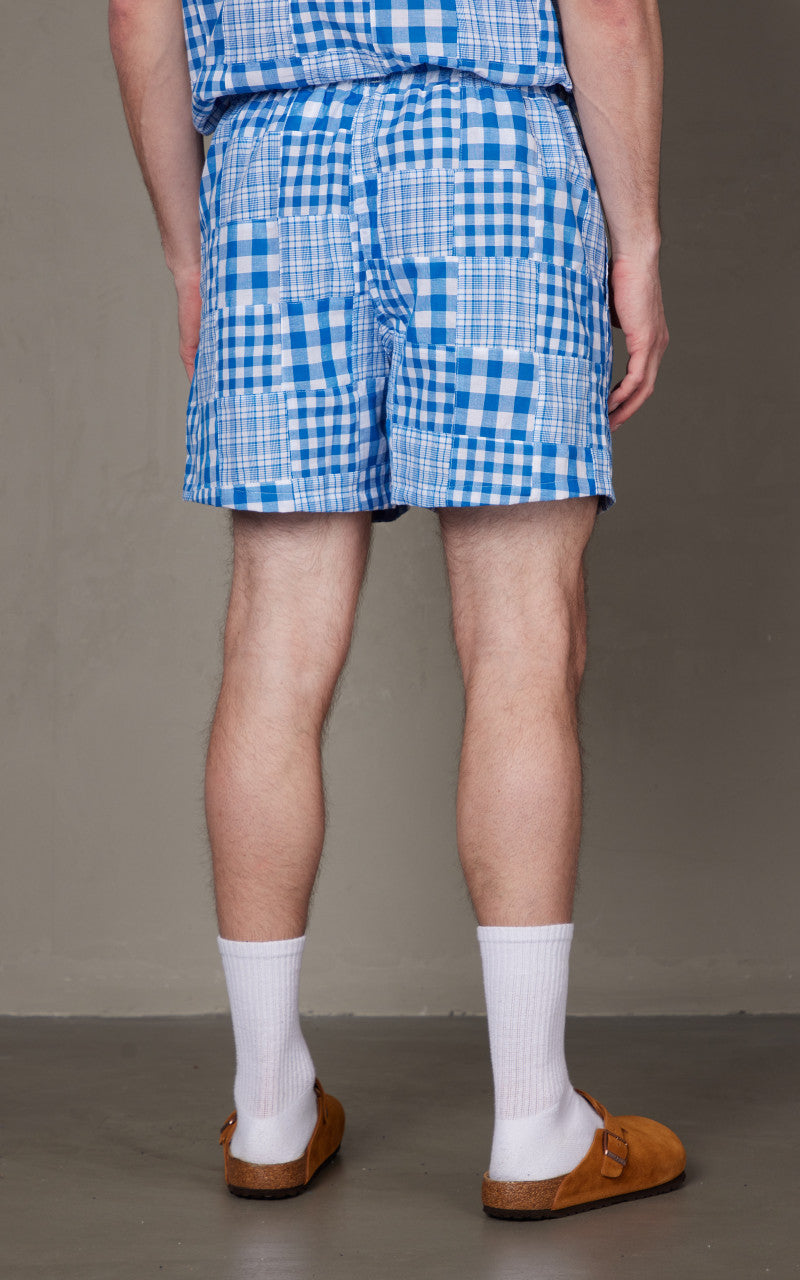 Howlin' Smiling Shorts Blue Madras Patchwork