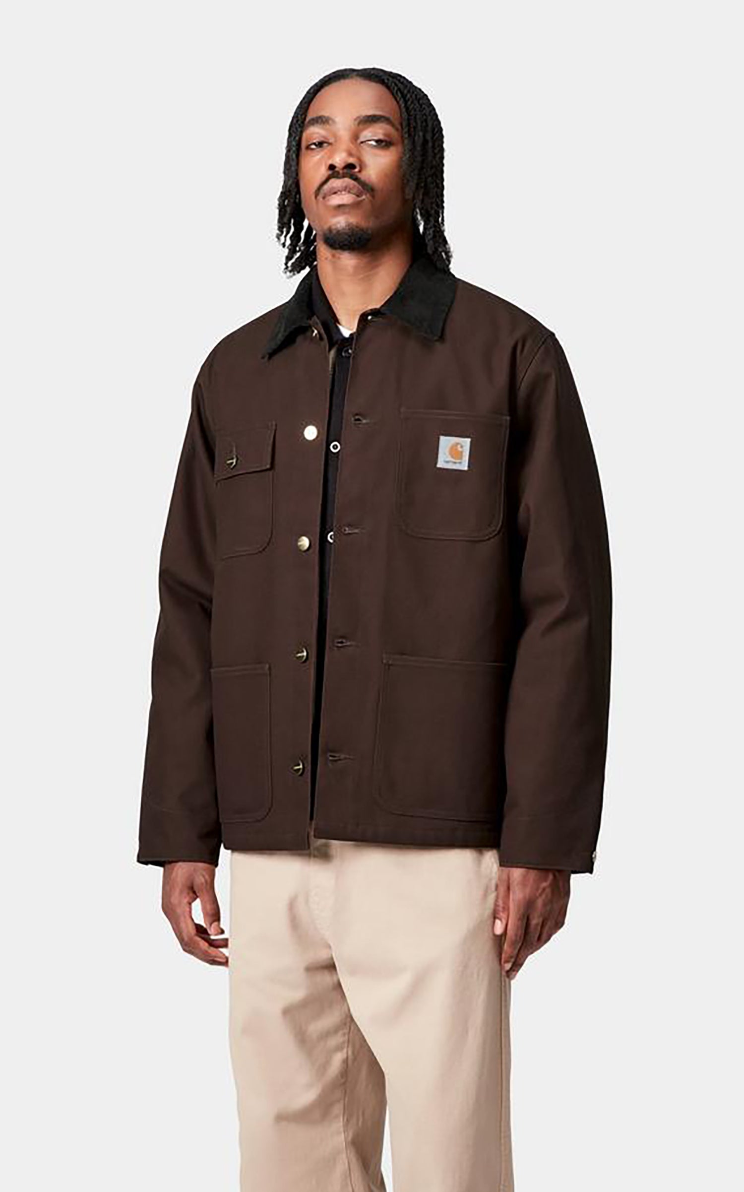 Carhartt WIP Michigan Coat Winter Dearborn Canvas Rigid Tobacco/Black