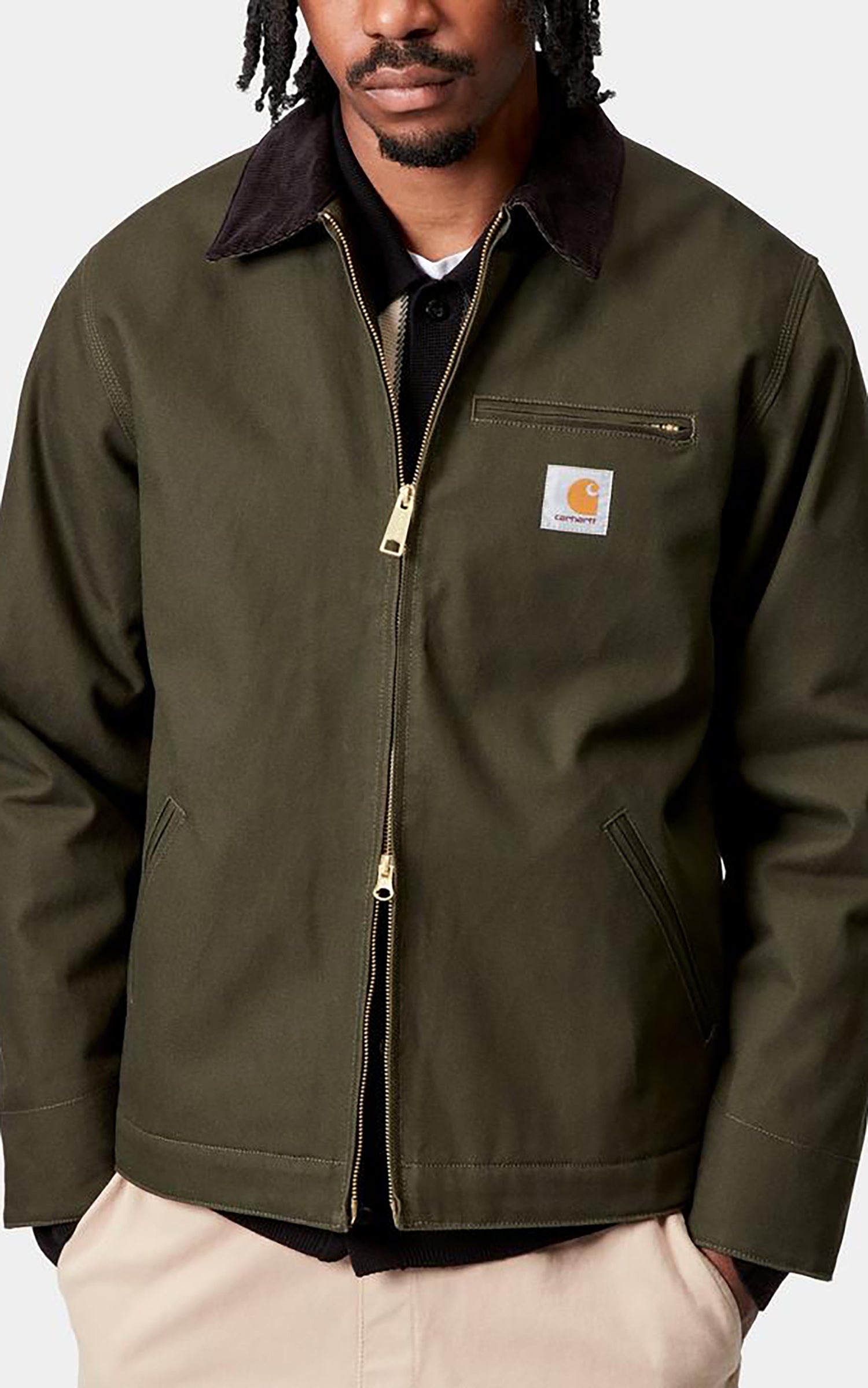 Carhartt WIP Detroit Jacket Winter Dearborn Canvas Rigid Olive/Black