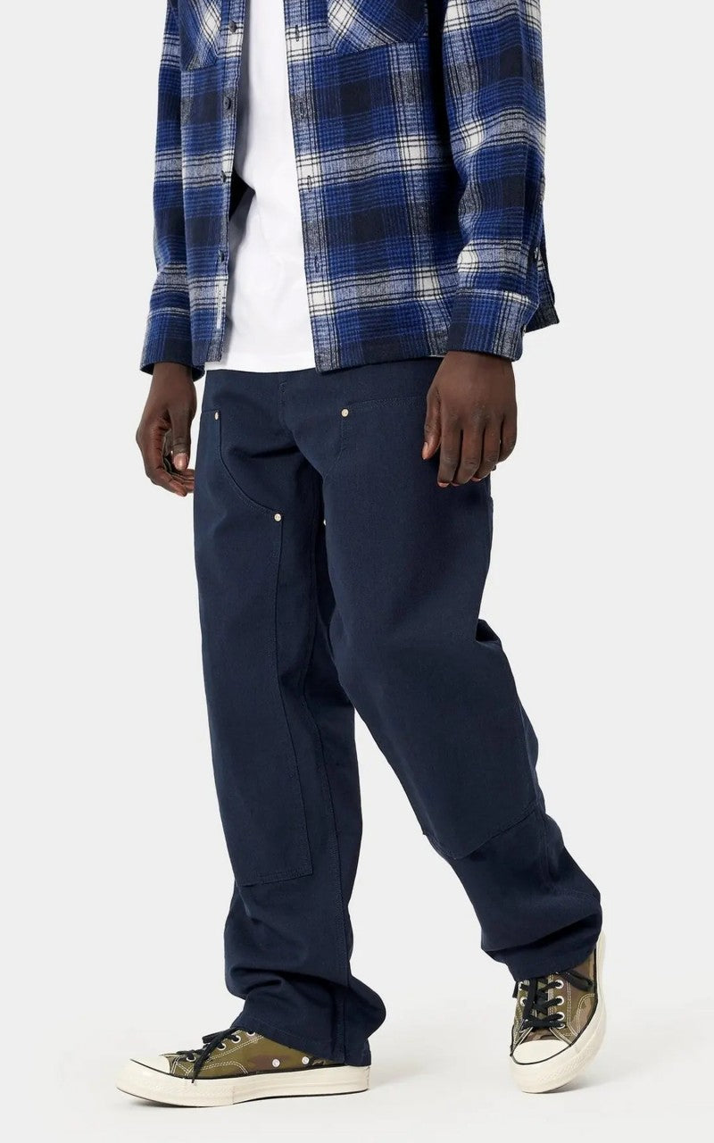 Carhartt WIP Double Knee Pant Dearborn Canvas Rinsed Dark Navy