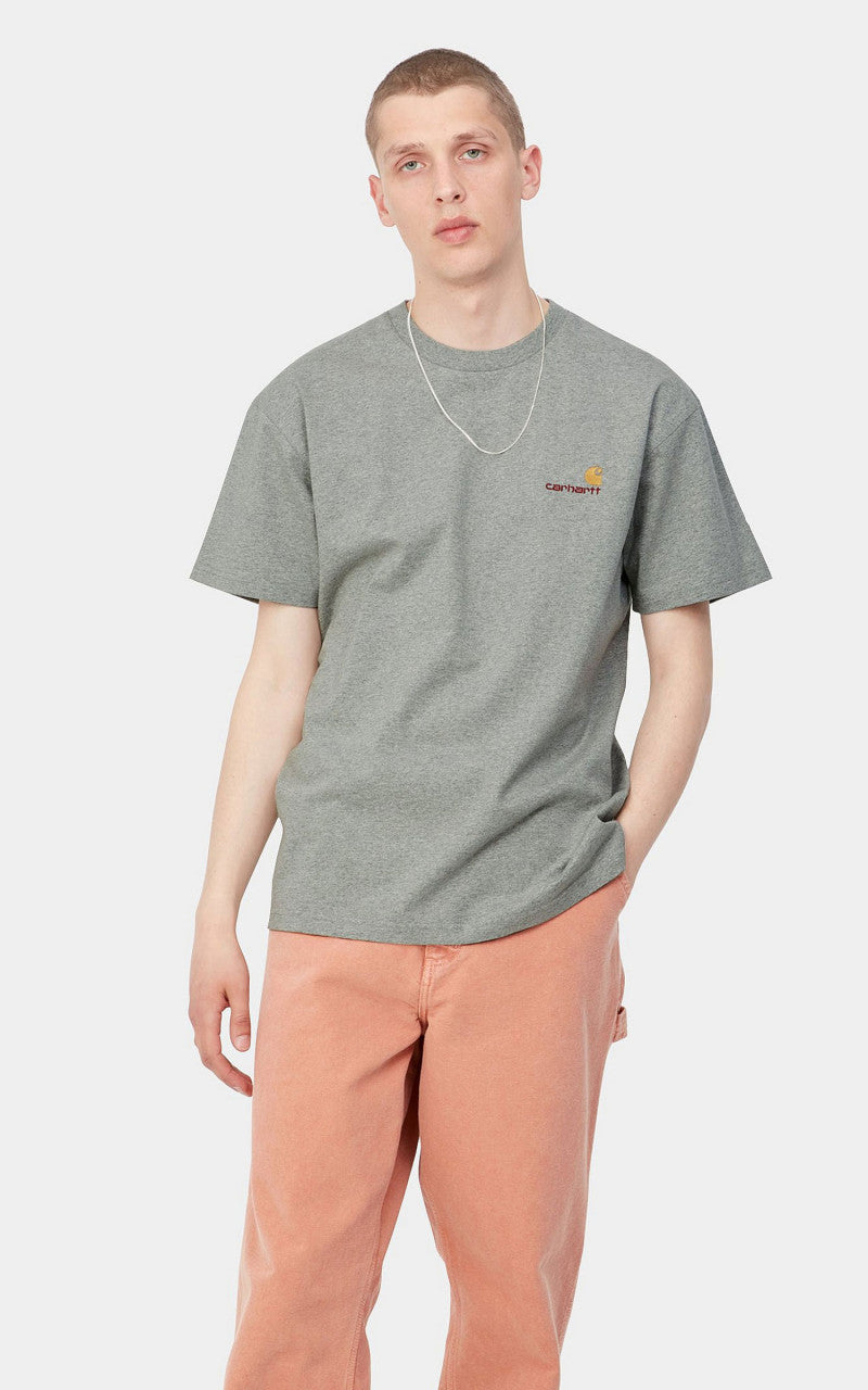 Carhartt WIP S/S American Script T-Shirt Grey Heather