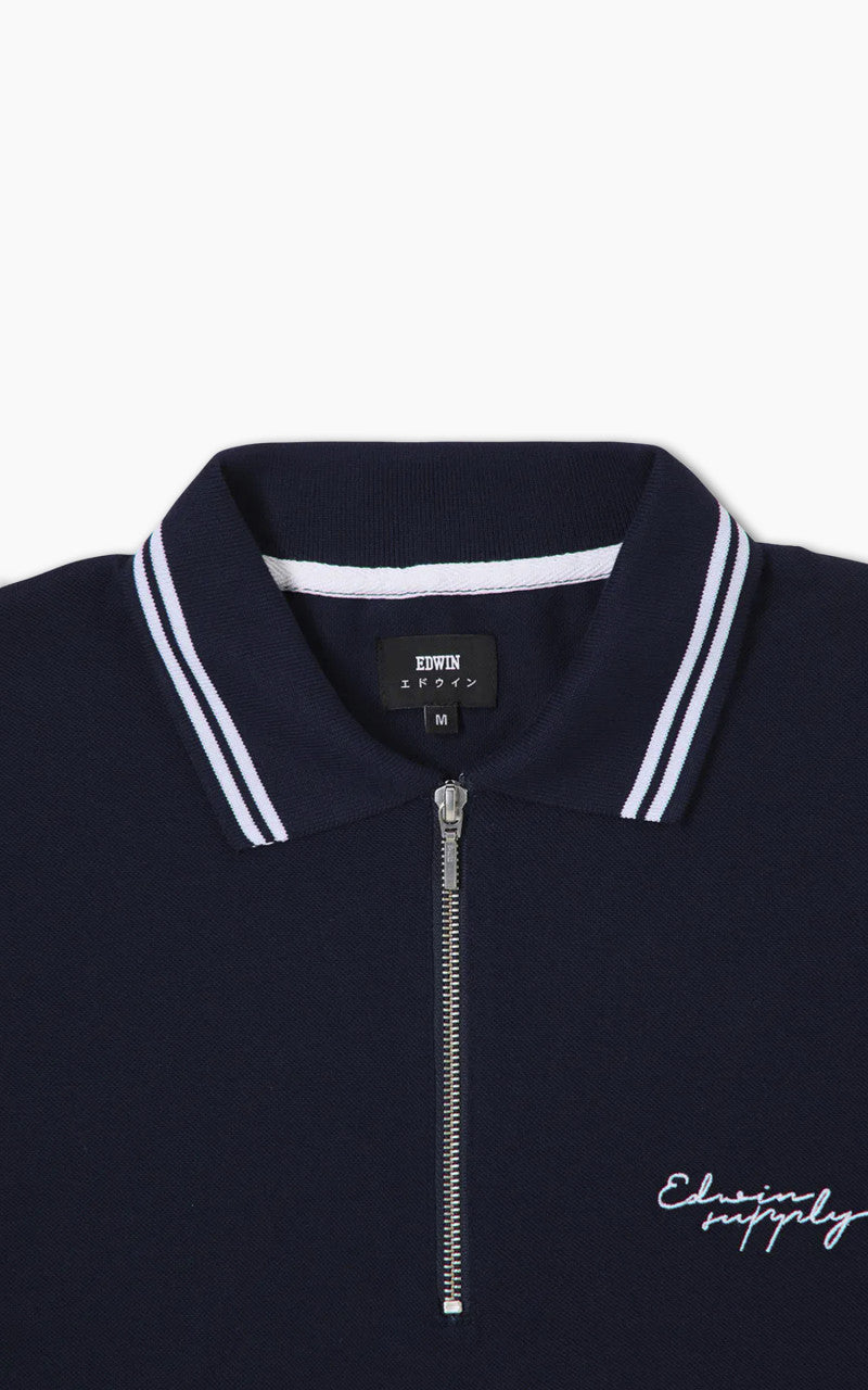 Edwin Affect Polo Pique Shirt Maritime Blue