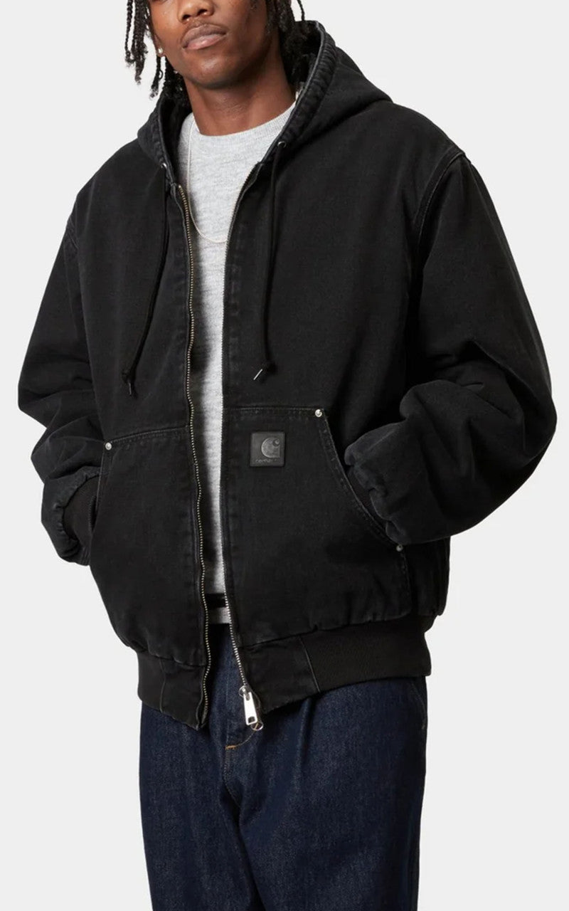Carhartt WIP OG Active Rivet Jacket Maitland Denim Lined Stone Washed Black