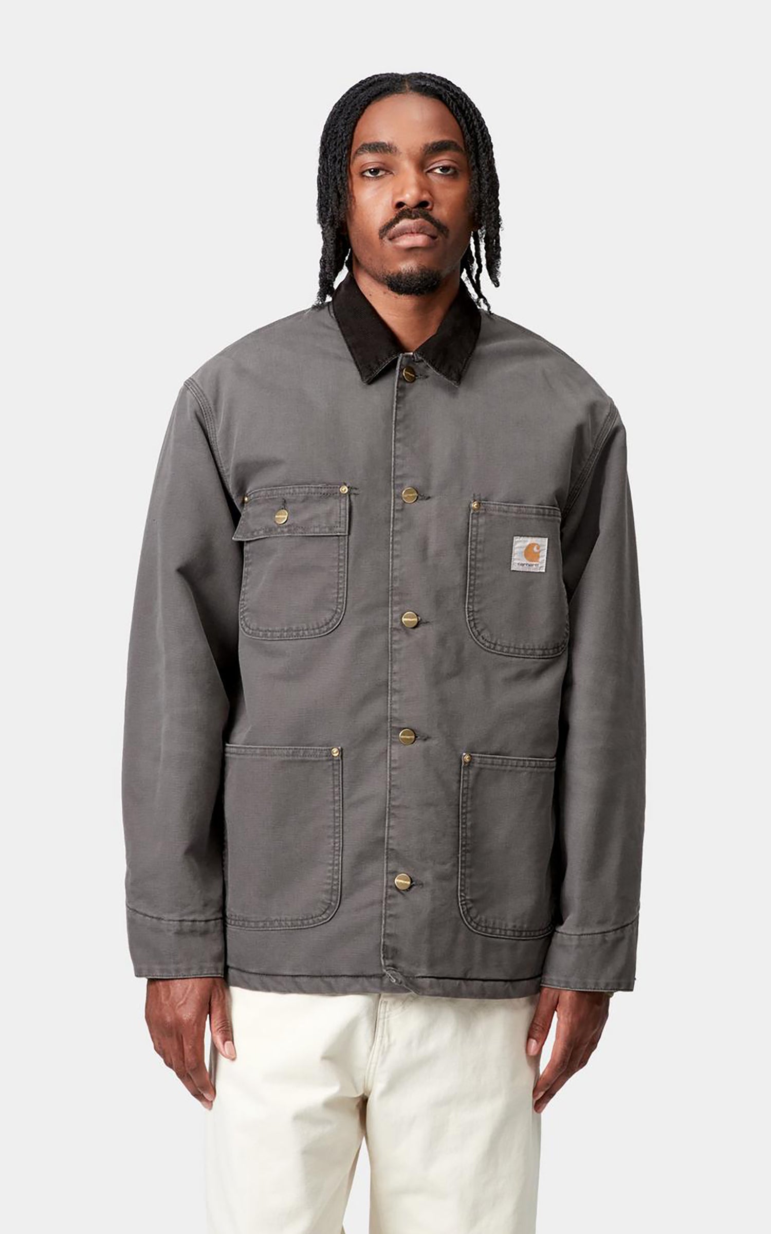Carhartt WIP OG Chore Coat Dearborn Canvas Stone Wash Graphite/Black