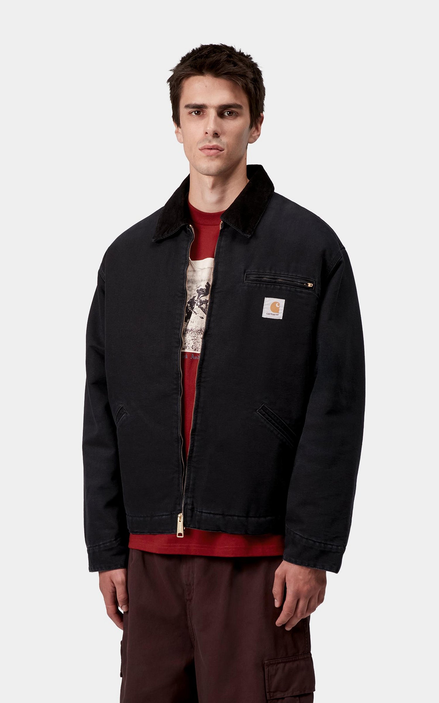 Carhartt WIP OG Detroit Jacket Dearborn Canvas Stone Black/Black