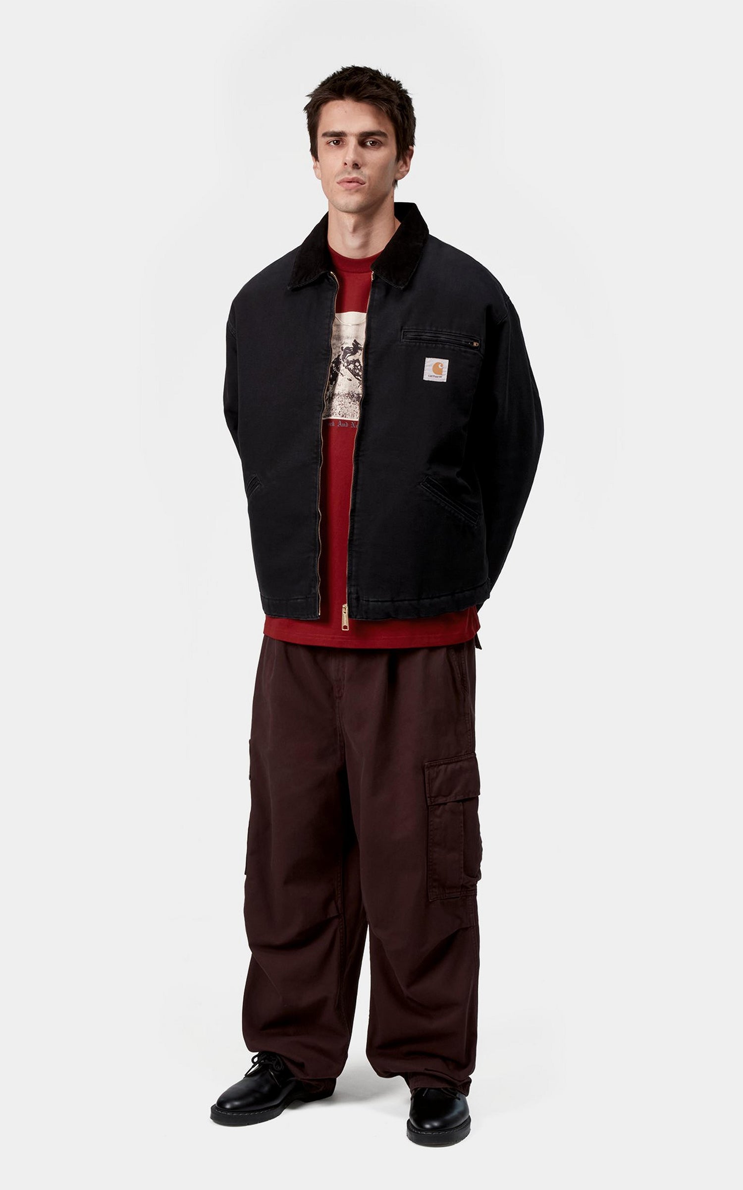 Carhartt WIP OG Detroit Jacket Dearborn Canvas Stone Black/Black