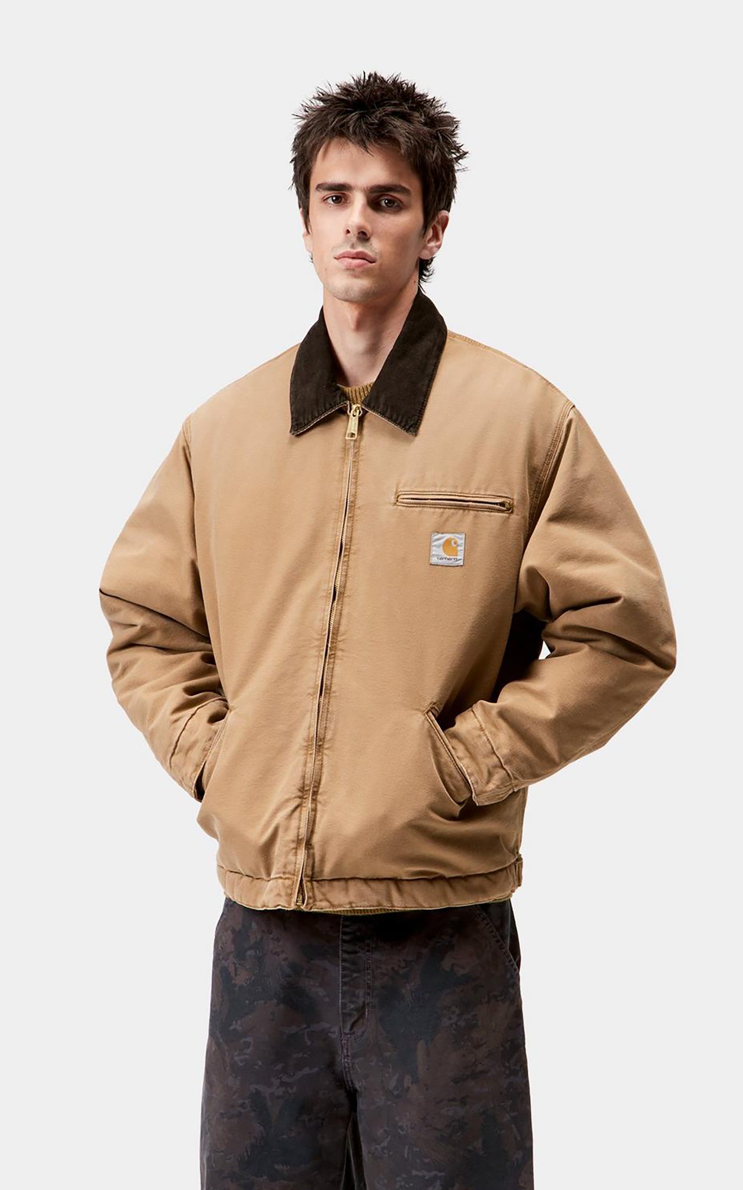 Carhartt WIP OG Detroit Jacket Dearborn Canvas Stone Hamilton Brown/Tobacco