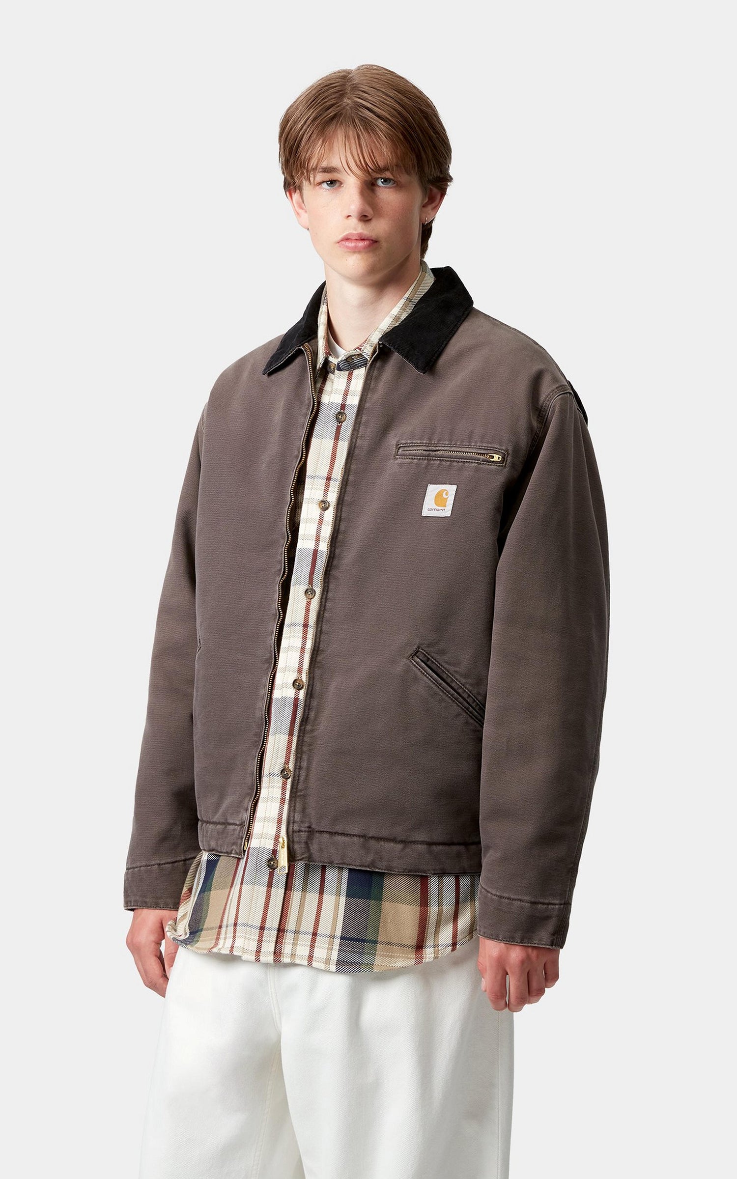 Carhartt WIP OG Detroit Jacket Dearborn Canvas Stone Tobacco/Black