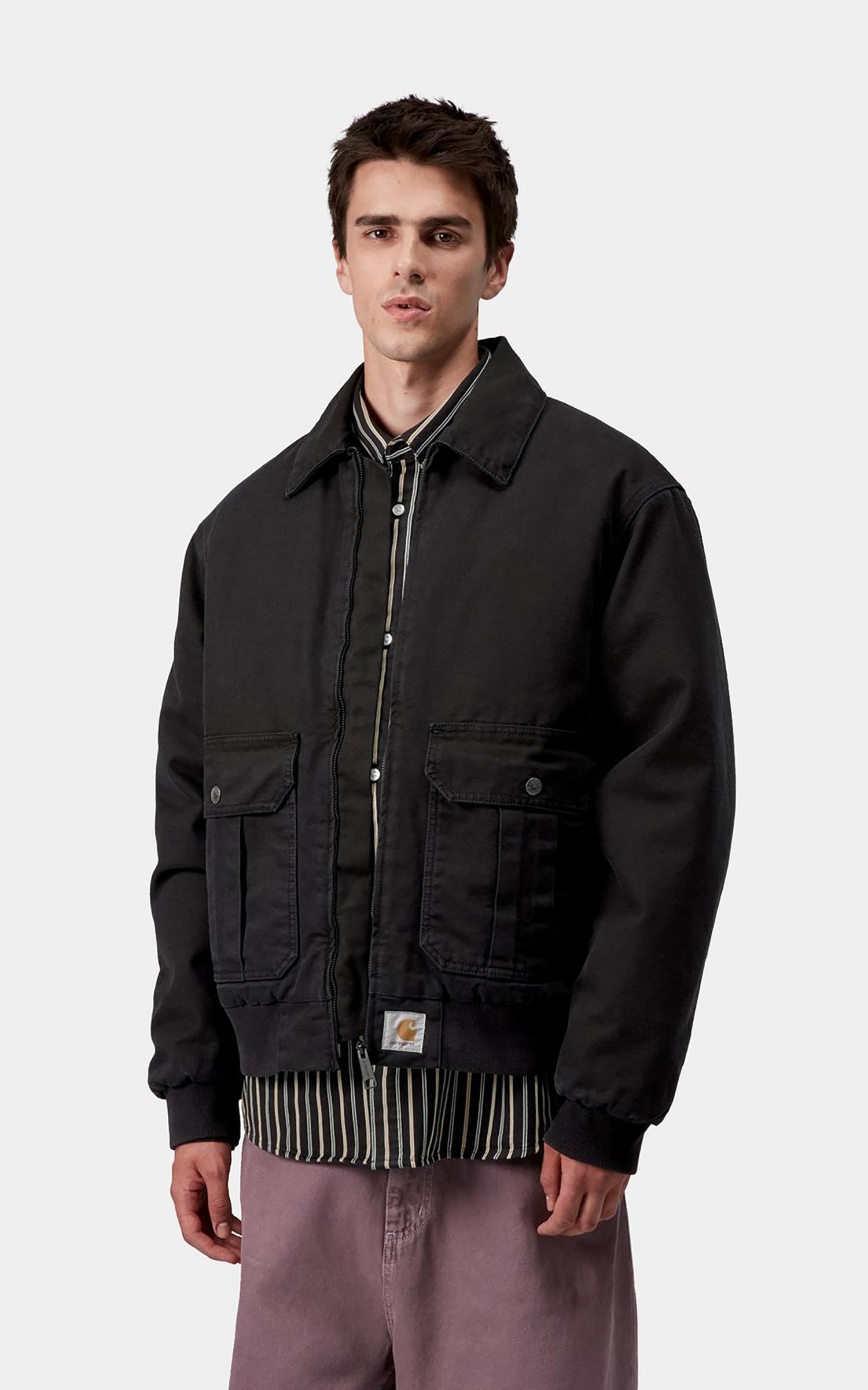 Carhartt WIP Stanton Jacket Deerfield Canvas Stone Washed Black
