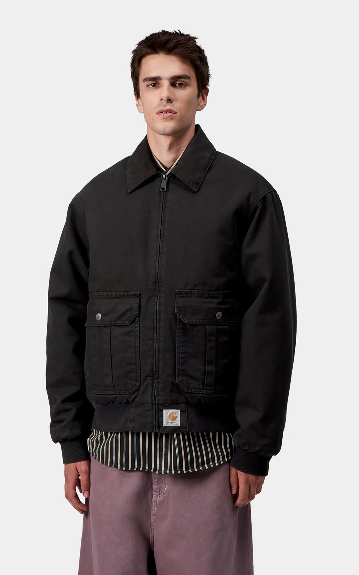 Carhartt WIP Stanton Jacket Deerfield Canvas Stone Washed Black