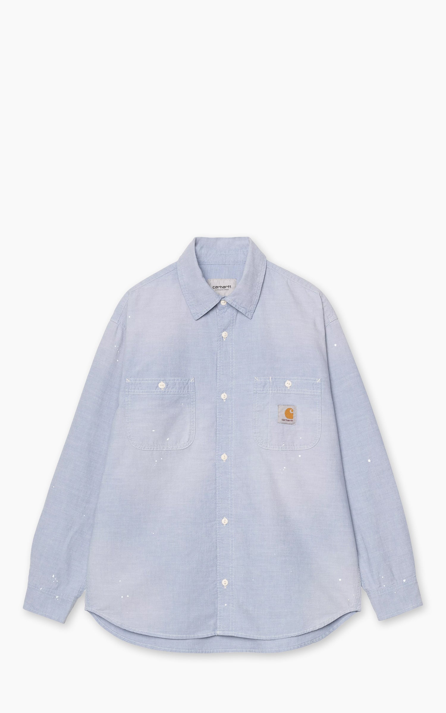 Carhartt WIP L/S Painter Shirt Winston Chambray Worn Used Splatter Blue