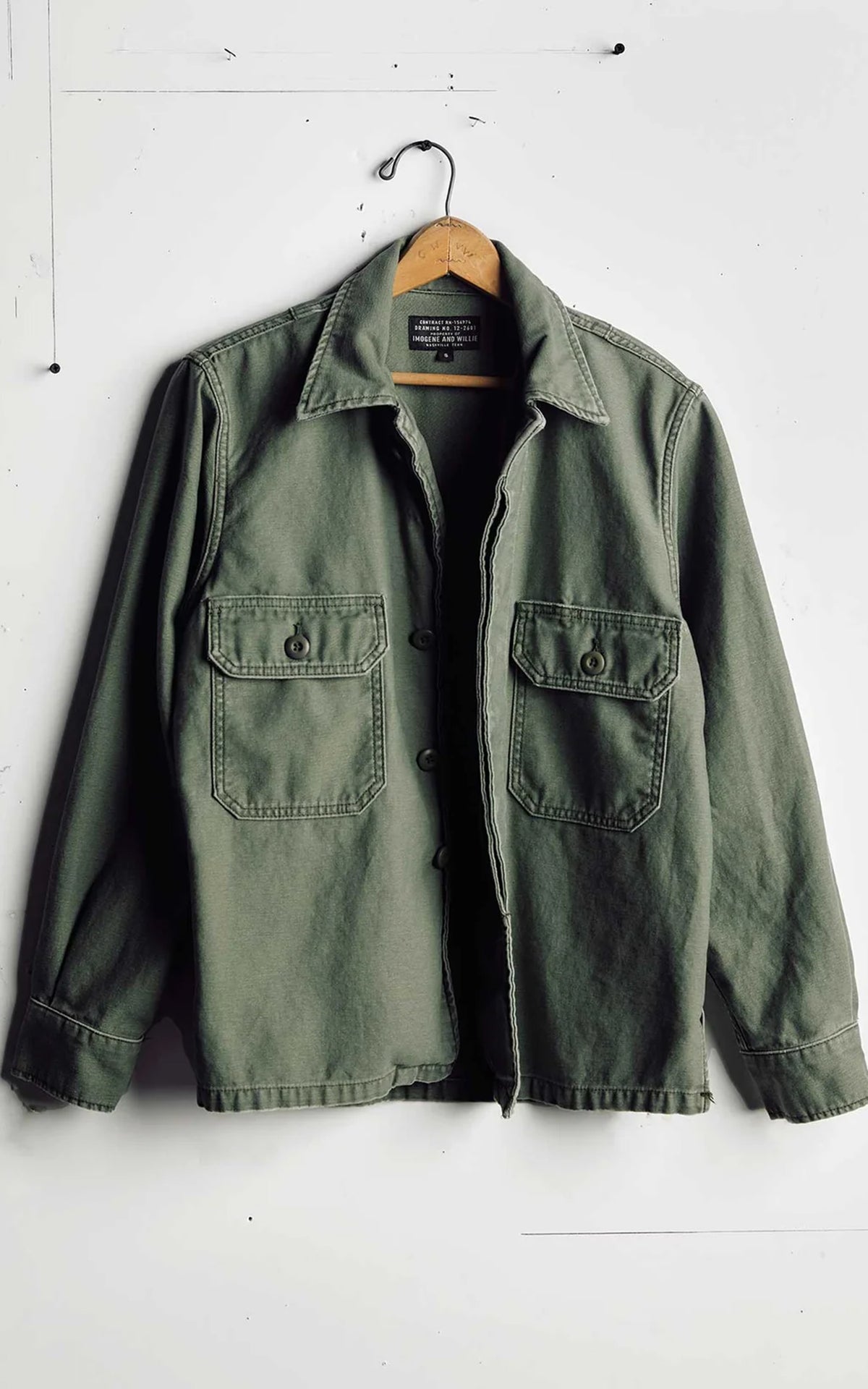 Imogene + Willie Military Shirt Jacket Fatigue Green