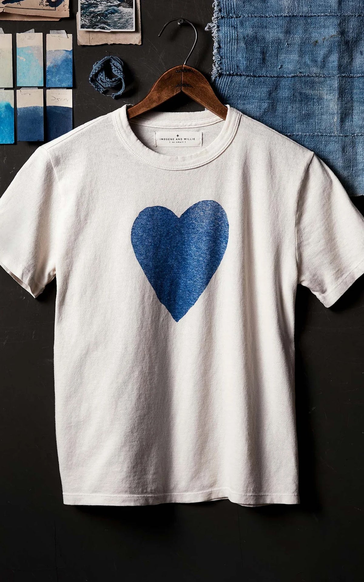 Imogene + Willie The "Heart" Tee White/Blue