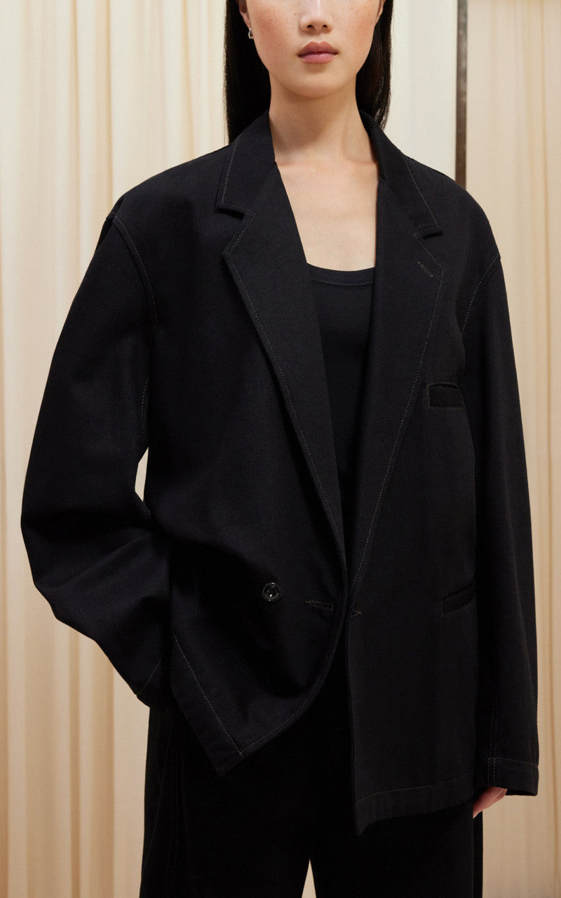 Lemaire Workwear Blazer Heavy Denim Black