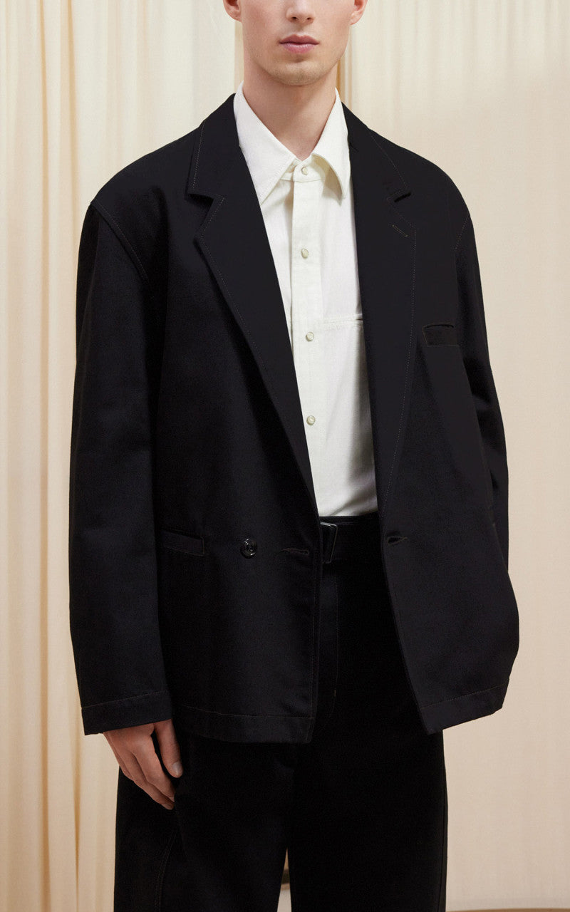 Lemaire Workwear Blazer Heavy Denim Black