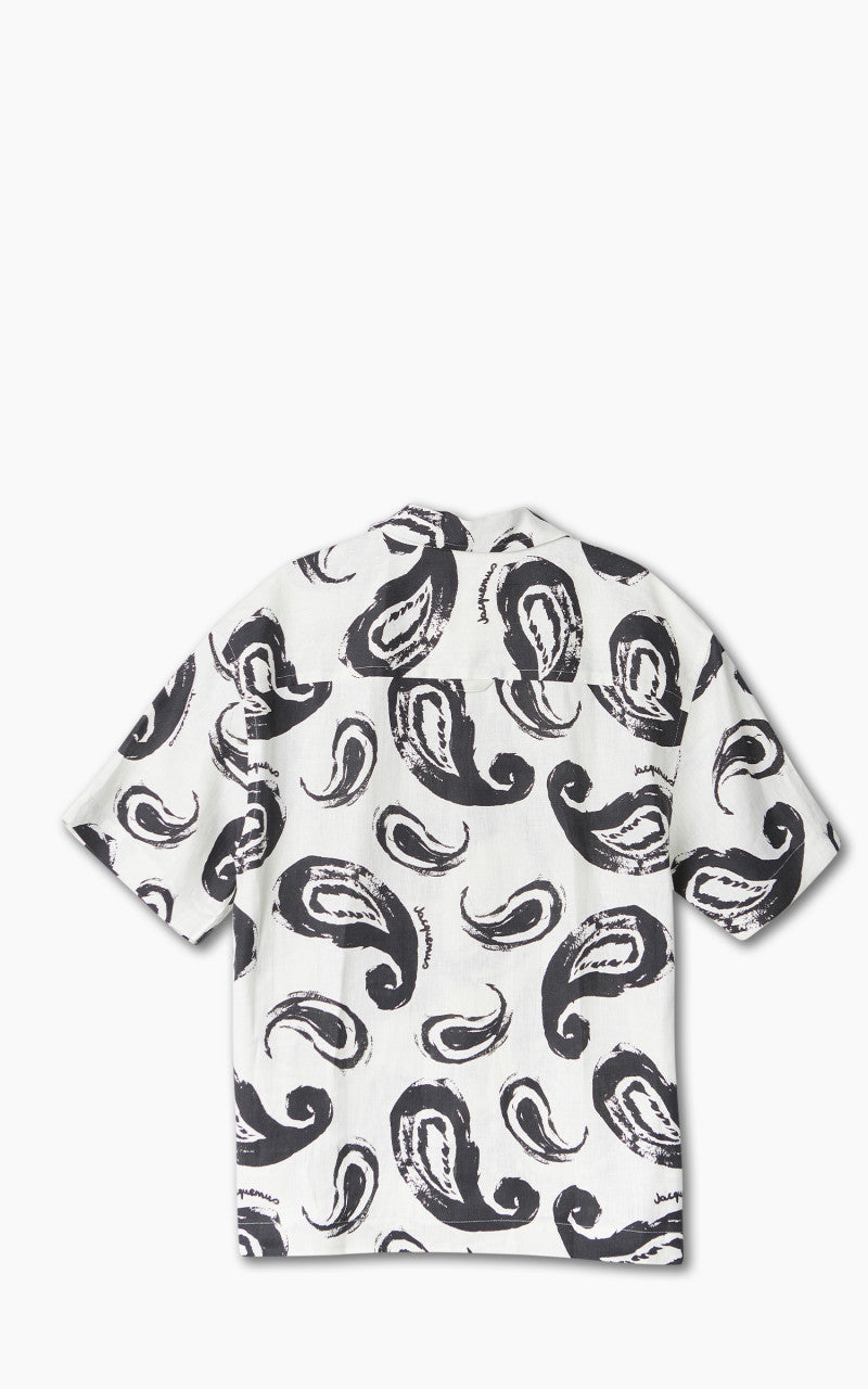 Jacquemus La Chemise Jean Painted Paisley Bowling Shirt White/Black