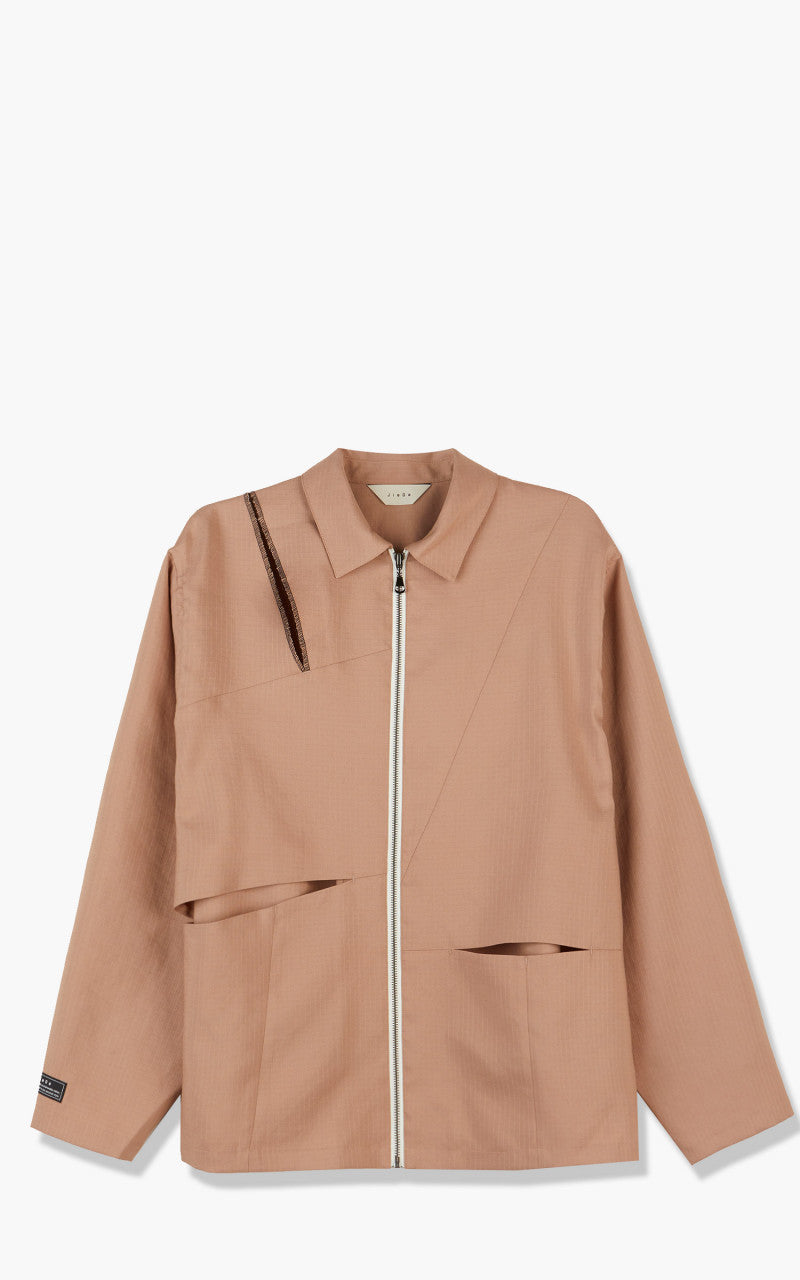 Jieda Ripstop Hole Zip Shirt Beige