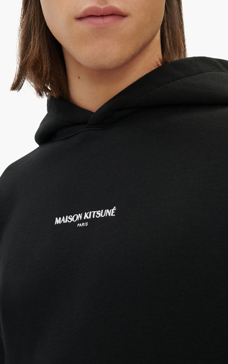 Maison Kitsuné Embroidery Cordless Hoodie Black