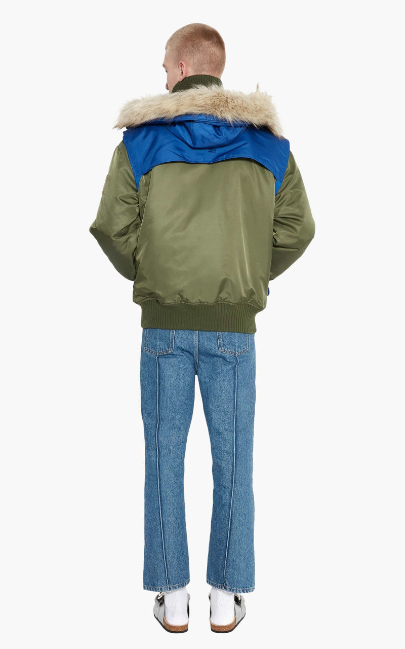JW Anderson Relaxed Bomber Jacket With Detachable Hood Green/Blue