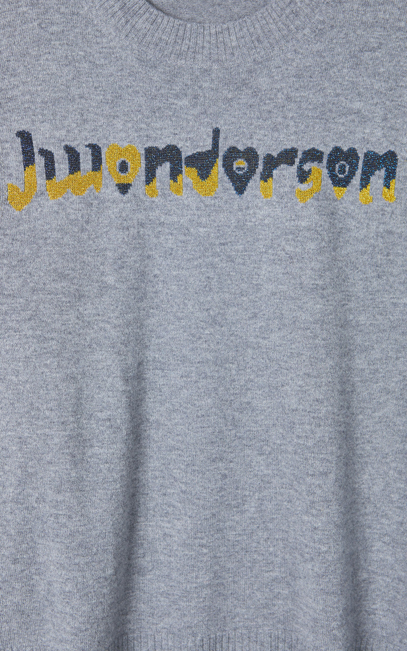 JW Anderson Logo Crew Neck Jumper Grey Melange