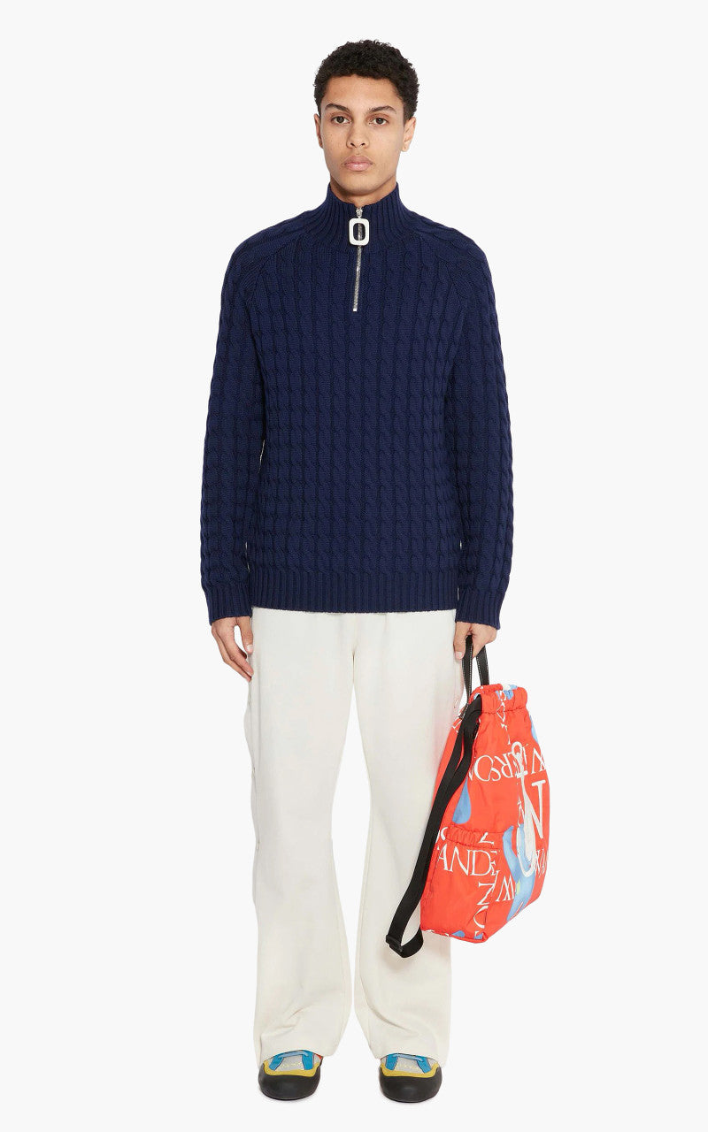 JW Anderson JWA Cable Knit Henley Jumper Navy