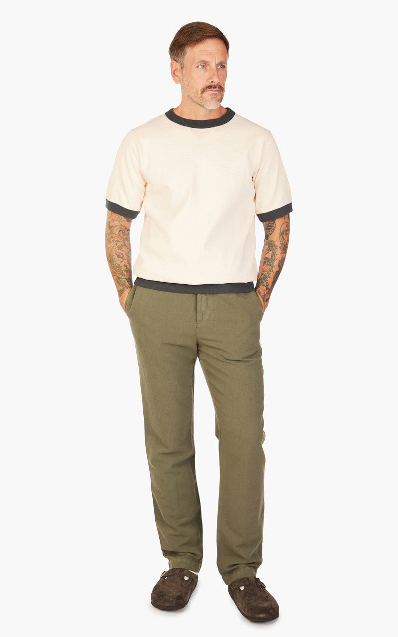 Jackman Dotsume Rib T-Shirt Ecru x Ink Black