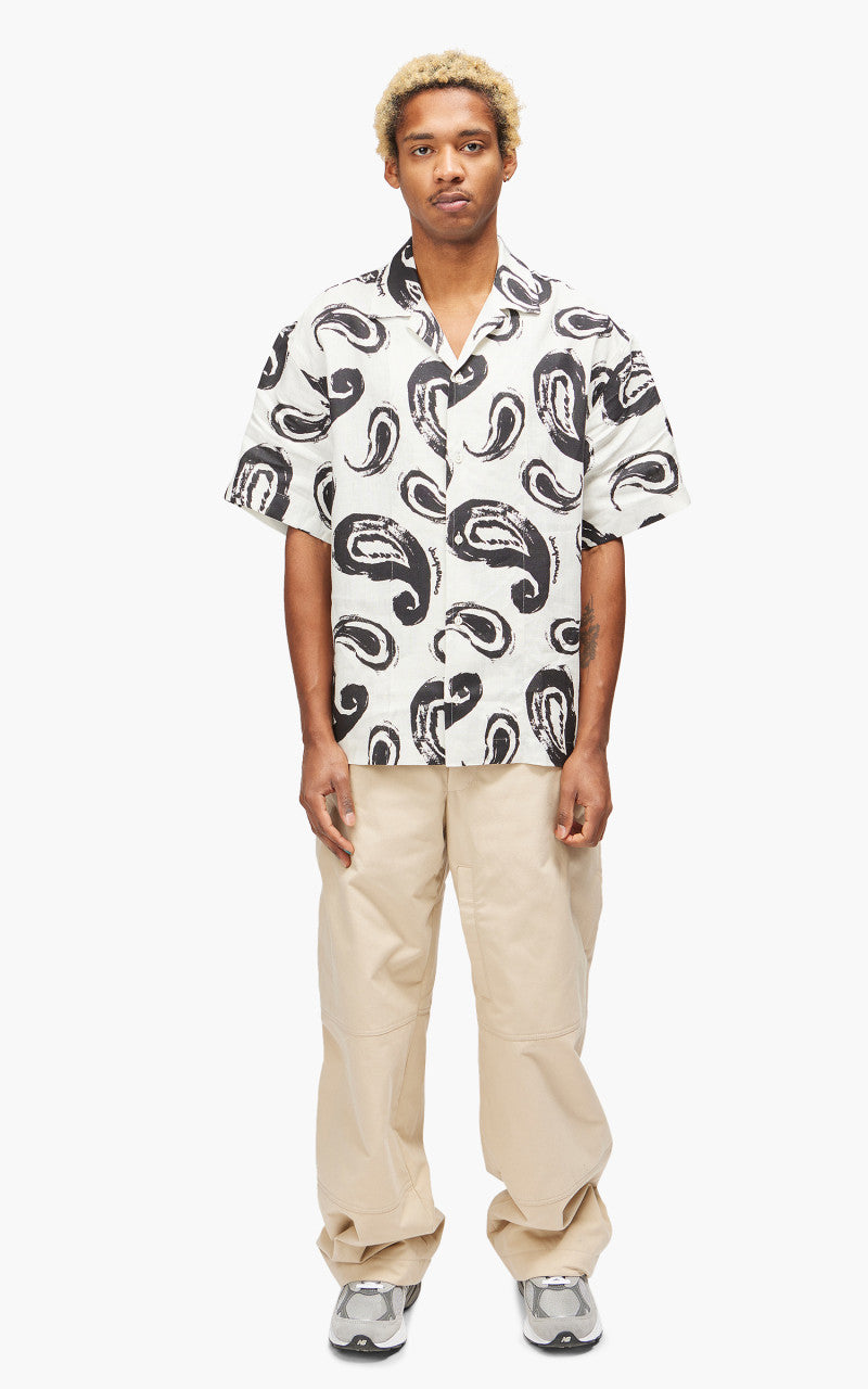 Jacquemus La Chemise Jean Painted Paisley Bowling Shirt White/Black