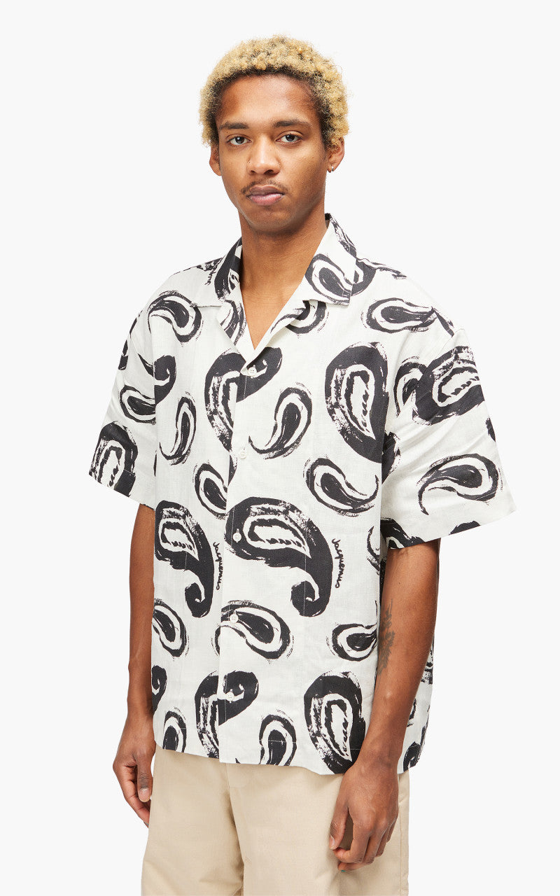 Jacquemus La Chemise Jean Painted Paisley Bowling Shirt White/Black