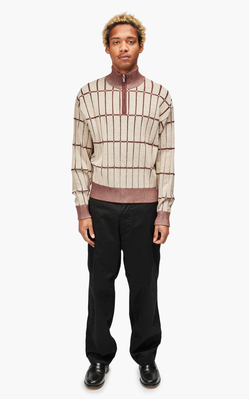 Jacquemus Le Pull Malha Checkered Knit Polo Multi-Beige