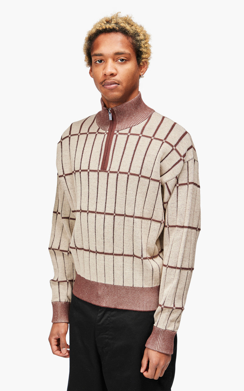 Jacquemus Le Pull Malha Checkered Knit Polo Multi-Beige