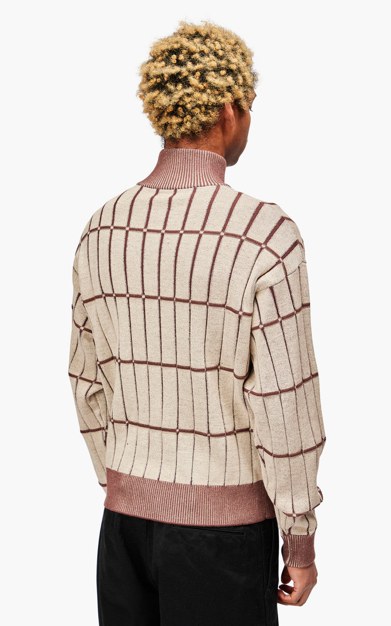 Jacquemus Le Pull Malha Checkered Knit Polo Multi-Beige