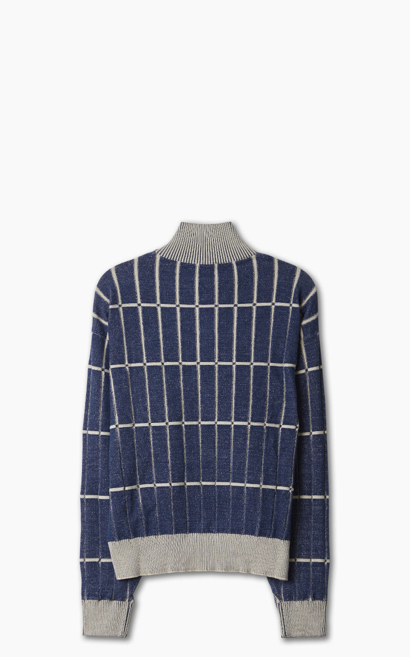 Jacquemus Le Pull Malha Checkered Knit Polo Multi-Blue