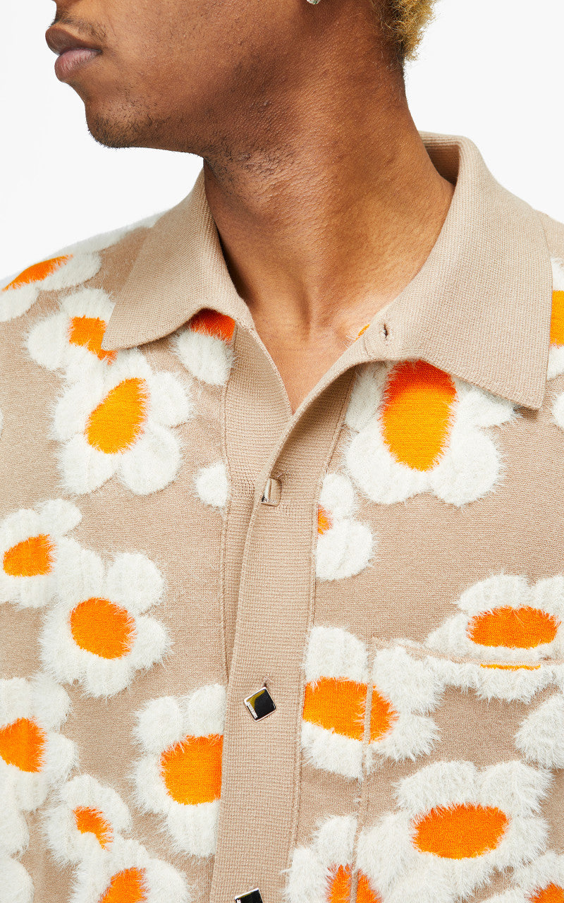 Jacquemus La Chemise Neve Fleurs Brown Flowers 70s