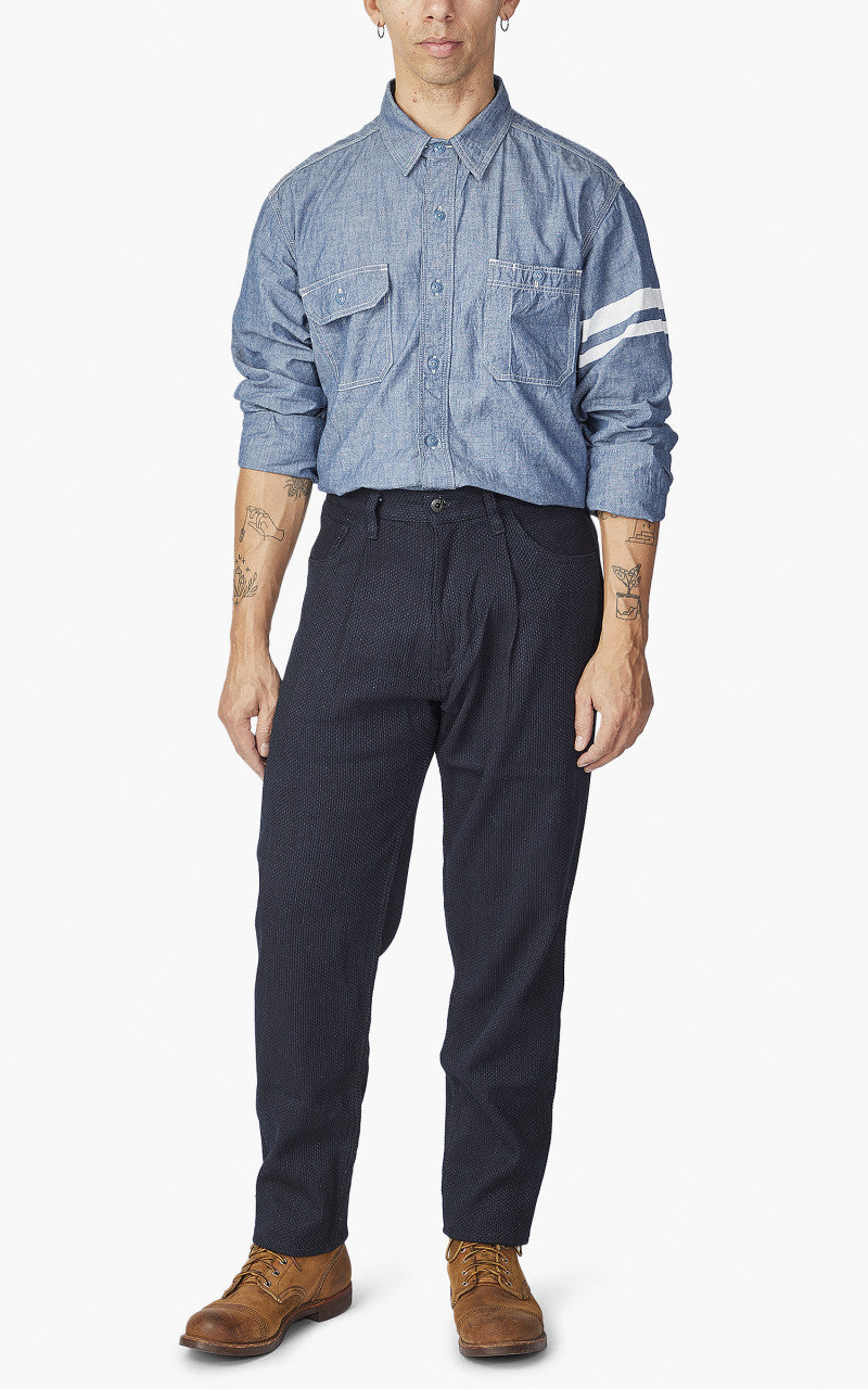 Japan Blue Sashiko Wide Tapered Pants Indigo