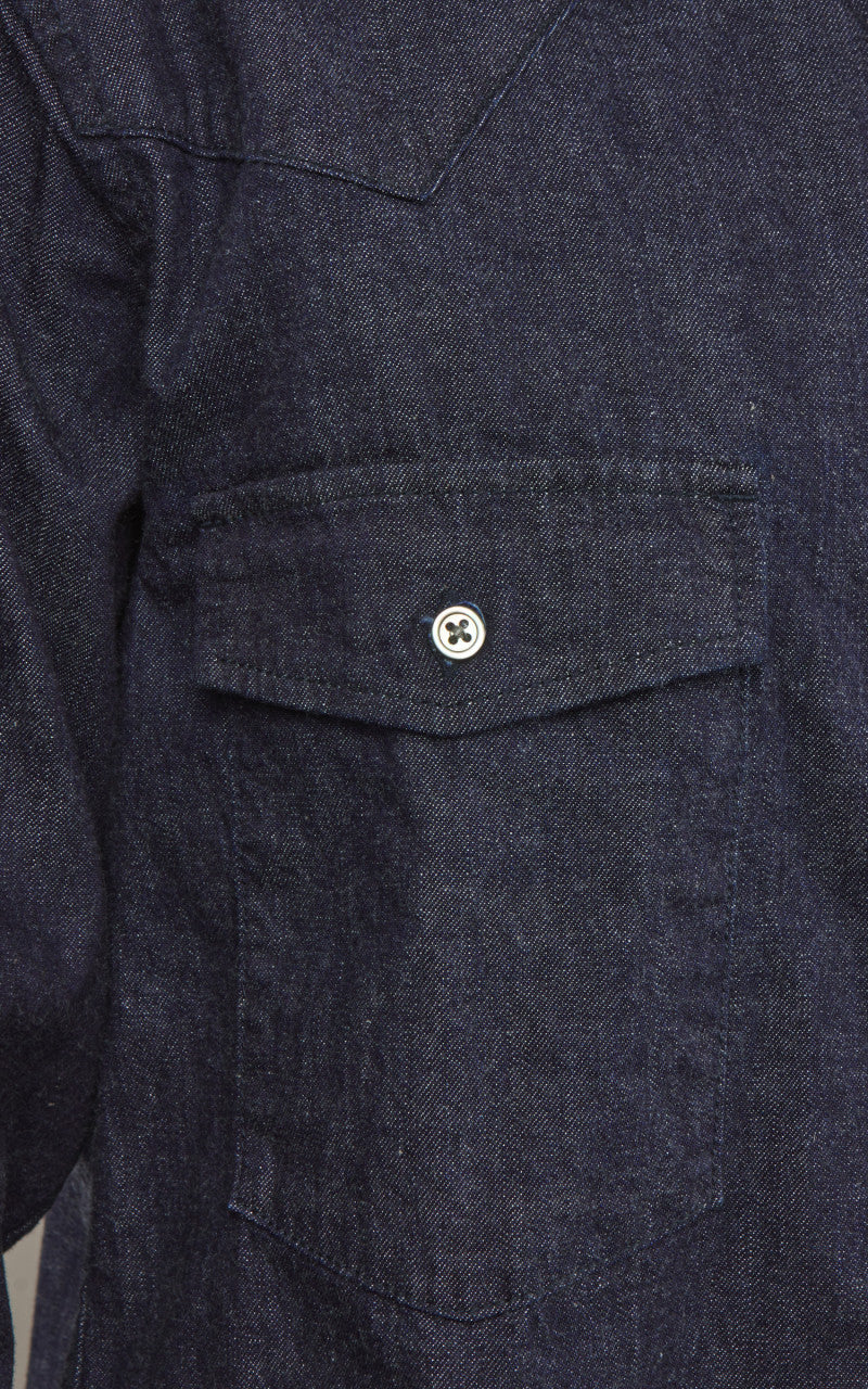 Japan Blue JBLS1043 Cote d’Ivoire Cotton Selvedge Denim Western Shirt Indigo 8oz