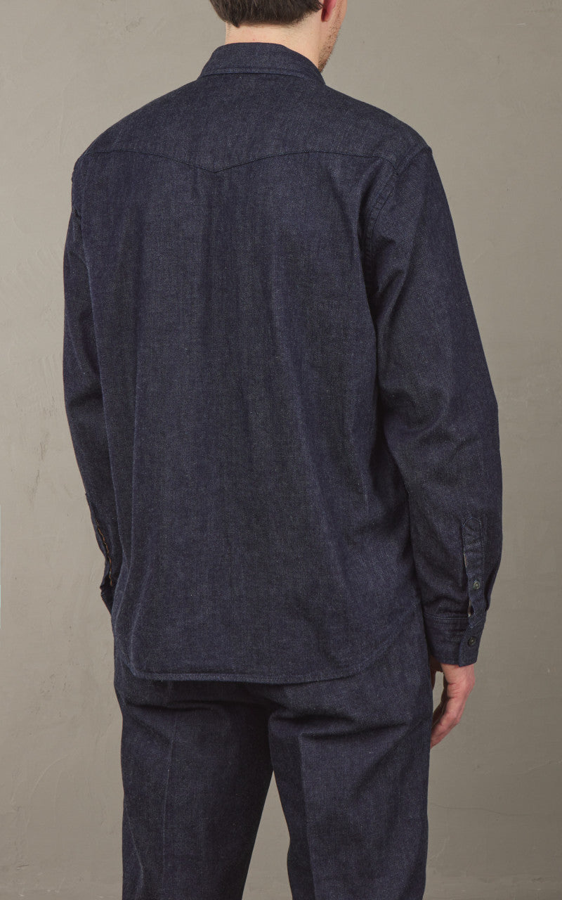 Japan Blue JBLS1043 Cote d’Ivoire Cotton Selvedge Denim Western Shirt Indigo 8oz