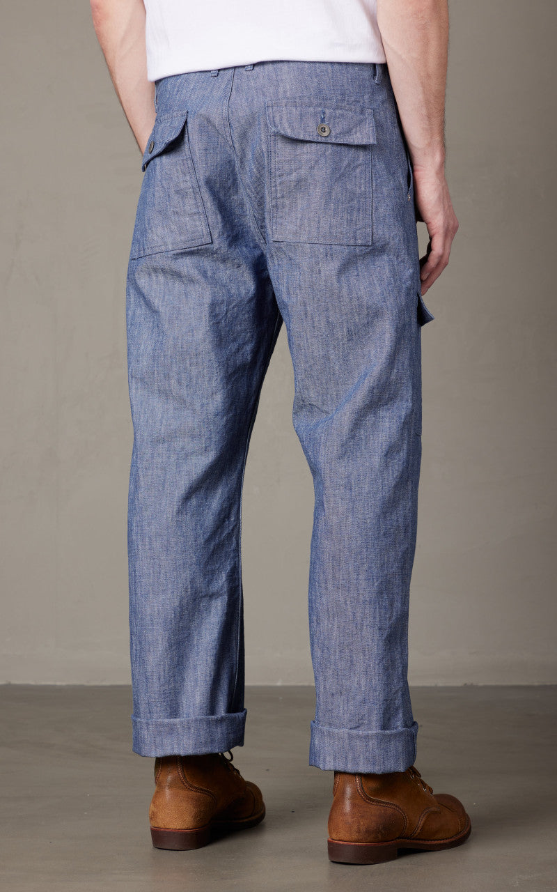 Japan Blue Heavy Chambray Bush Pants Sax