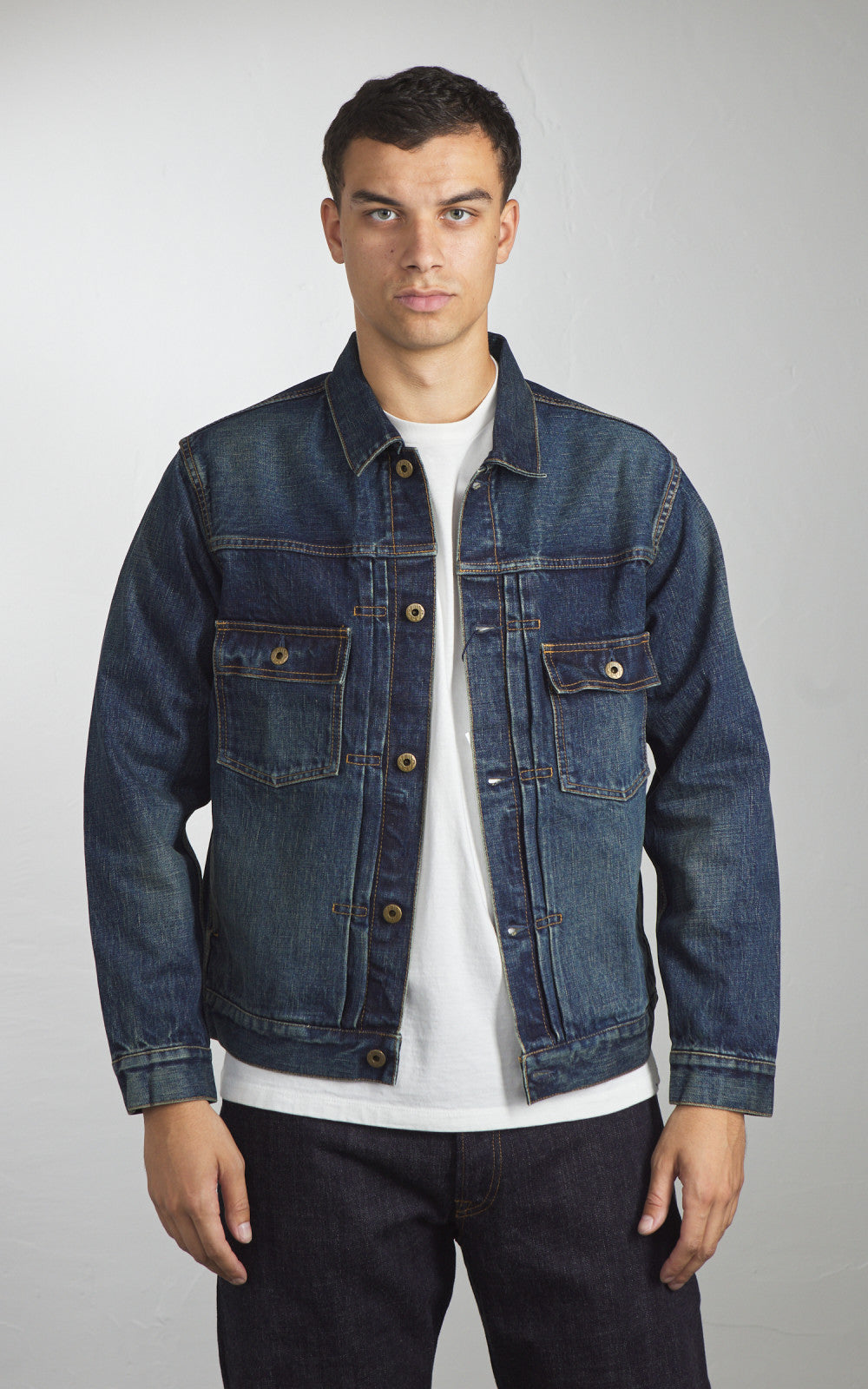 Japan Blue JBGJ1000 Type 2 Denim Jacket Dark Indigo Aging Wash 14.8oz